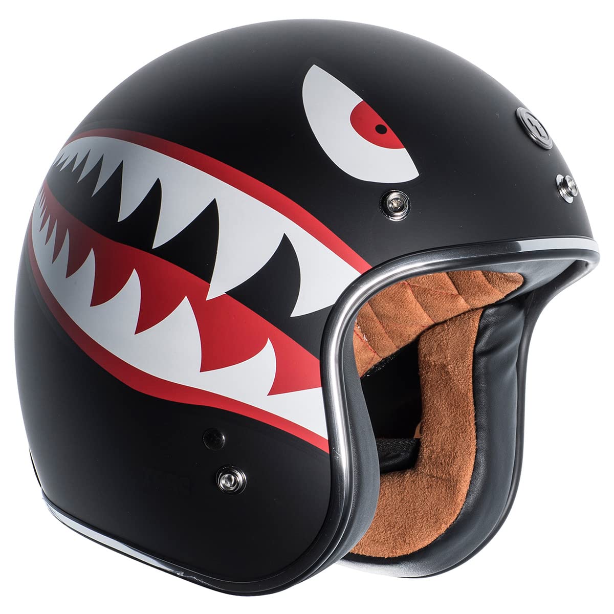 Torc T50 Fbk Fltg L T50 Route 66 3/4 Helmet With 'Flying Tiger' Graphic (Flat Black, Large)