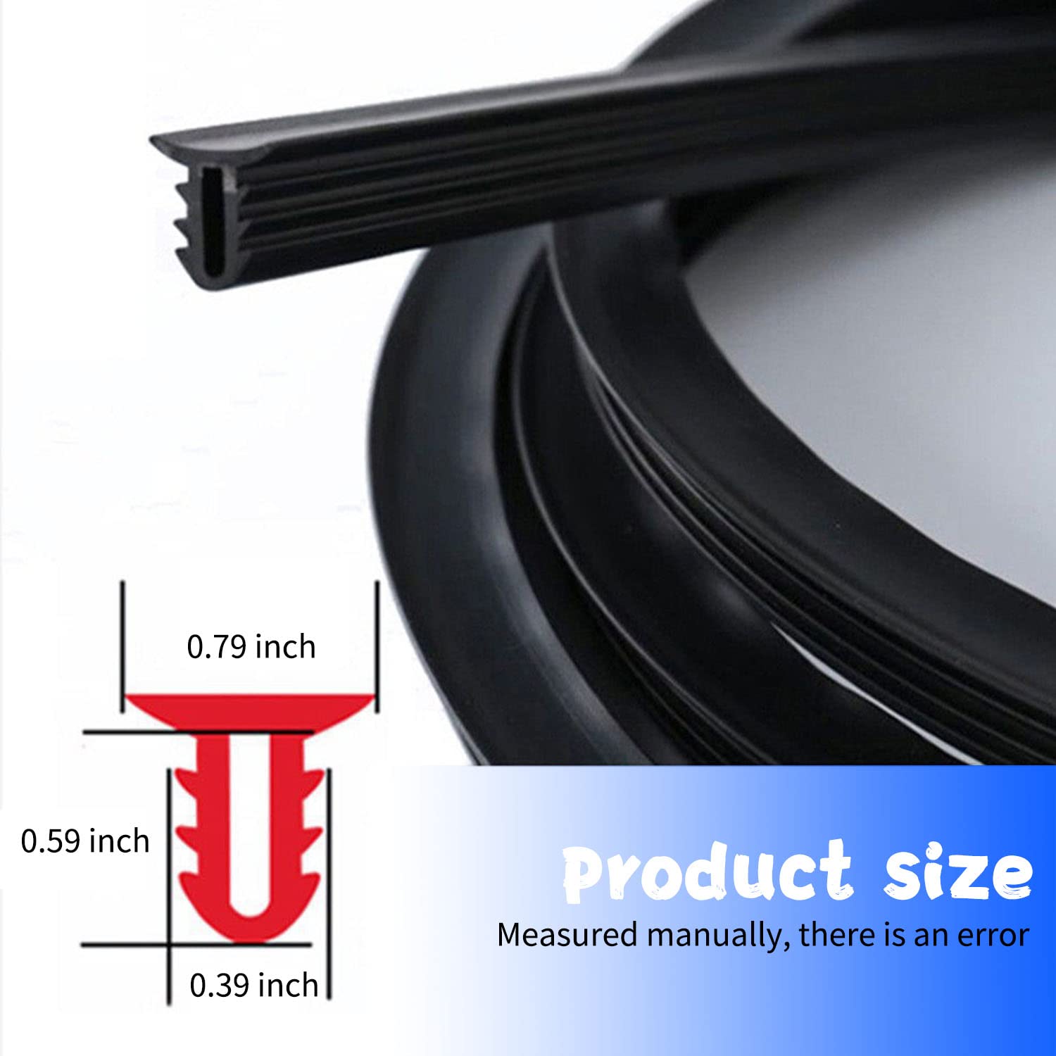 Miytsya Car Rubber Seal Protector Guard Strip, 5.3Ft Universal Car Slit Windshield Trim Strip, Dashboard Panel Sound Insulation Adhesive Strips, Suitable For Cars,Trucks, Boats, Rvs (Black)