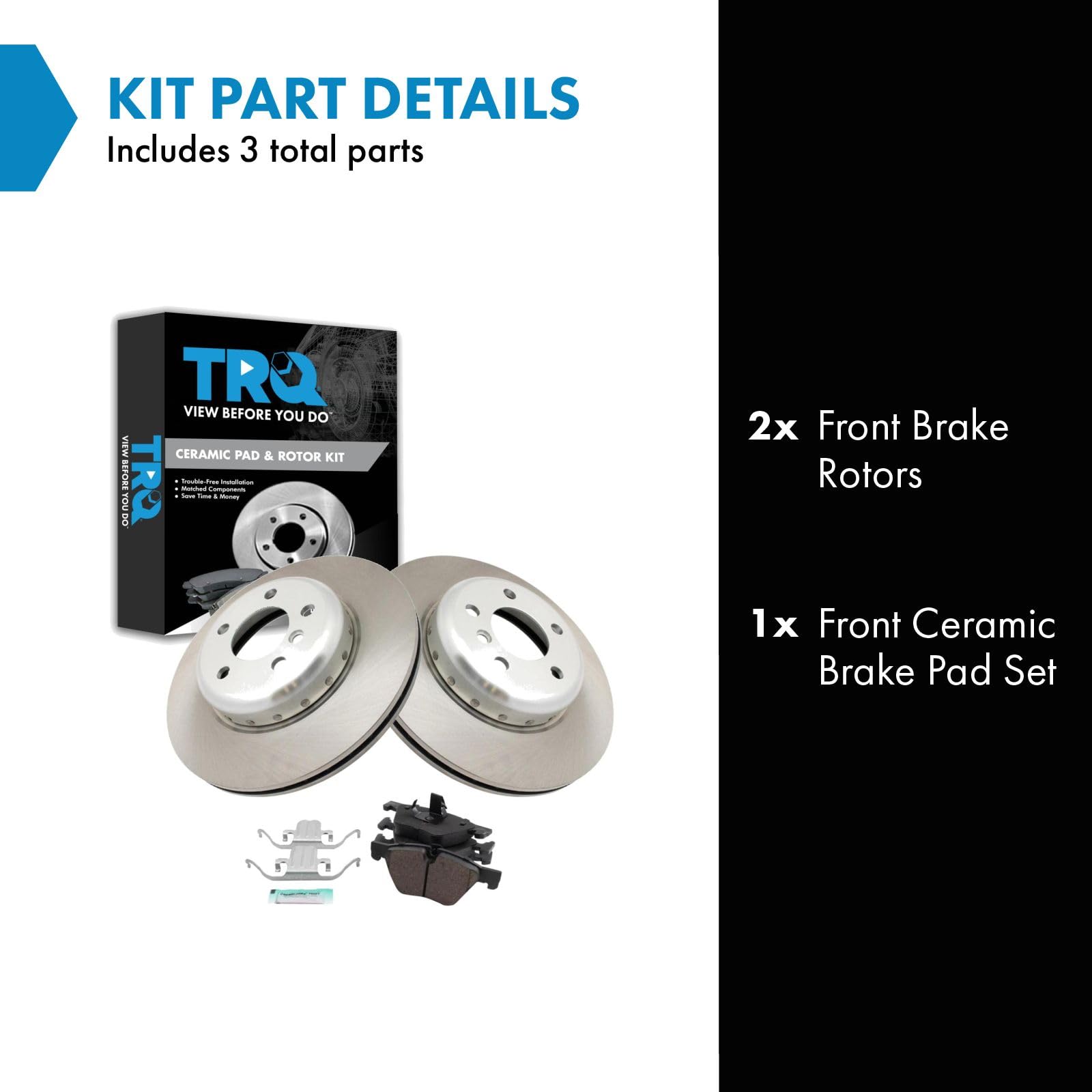 Trq Front Brake Pad & Rotor Kit Brake Pads Brake Rotor Ceramic Compatible With 2011-2016 Bmw 528I