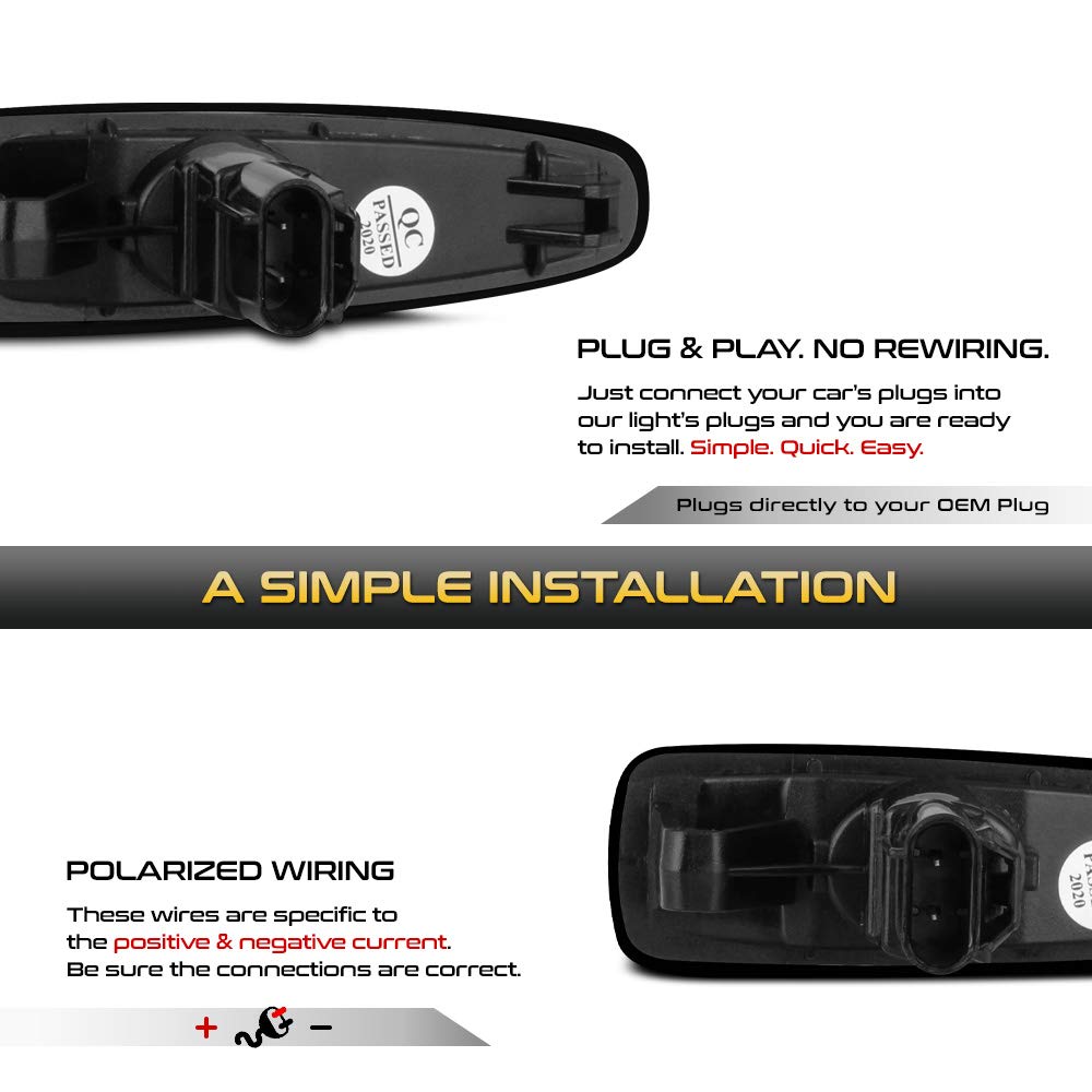 Vipmotoz Amber Full Led Side Indicator Light Front Turn Signal Blinker Lamp For Mitsubishi Lancer Evo X Mirage G4 Outlander Sport, Black Smoked Lens, 2-Piece Driver & Passenger Side Set