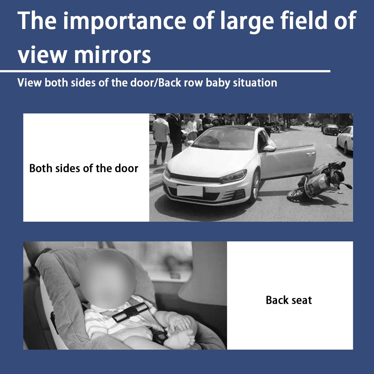 Car Rear View Mirror, 12 Inch Car Interior Panoramic Convex Rearview Mirror, Clip-On Hd Wide Angle Extended Curved Mirror, Reduc