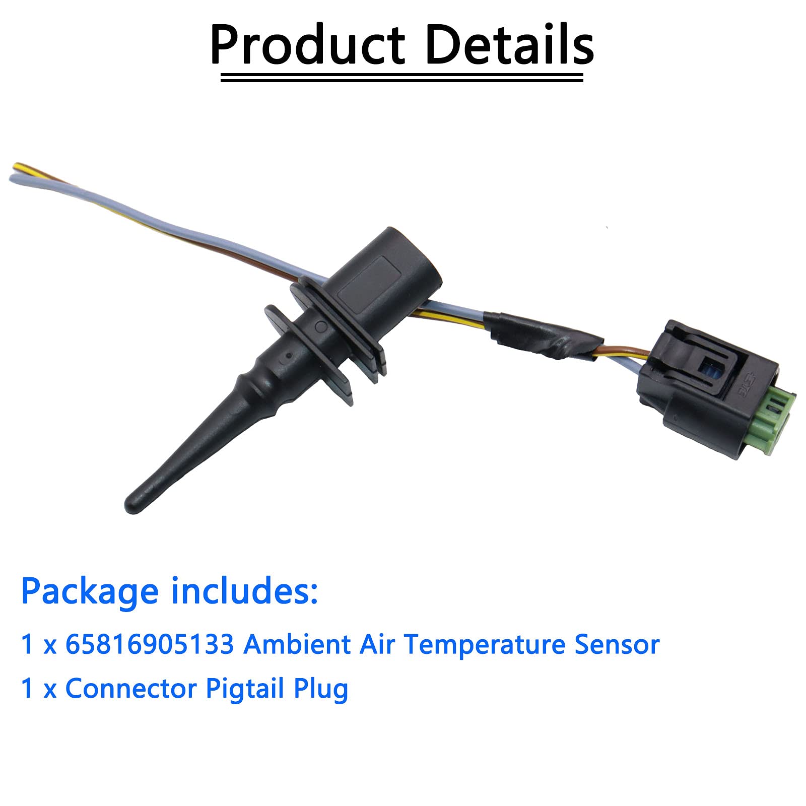 KEJSTED Ambient Air Temperature Sensor & Connector Pigtail Plug for BMW 128i 323i 325i 328i 330Ci 528i 530i 550i M