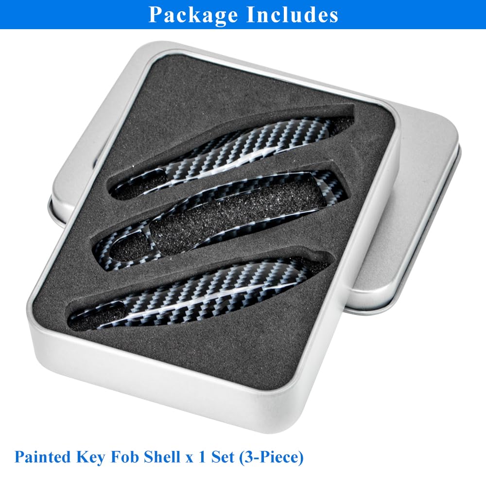 AeroBon 3-Piece Painted Key Cover Key Fob Shell Compatible with Porsche Key Shell Replacement (MK1, Carbon Look)