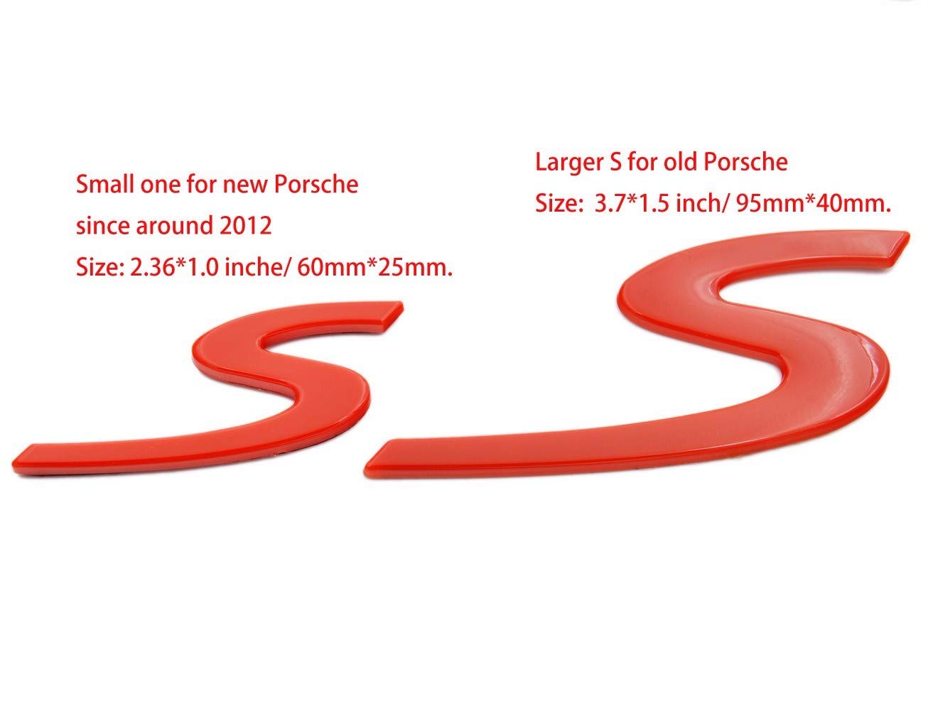 Zorratin Large red 'S' S Letter Rear Trunk Boot Lid Hatch Tailgate Emblem Badge for Porsche 911 Cayenne carrera turbo panamera boxster