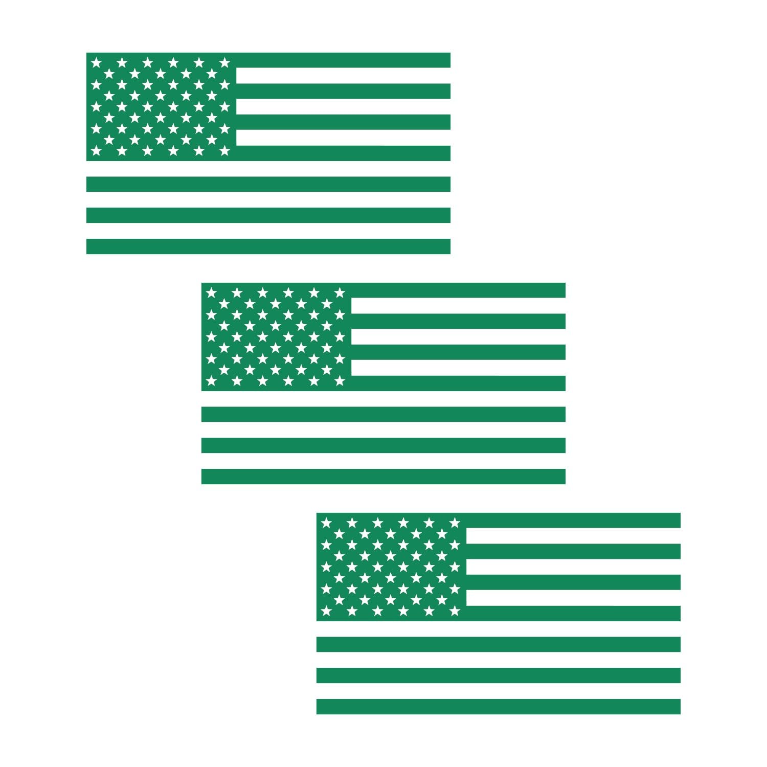 American Us Flag [Pick Color/Size] Vinyl Decal Sticker For Laptop/Car/Truck/Window/Bumper (5In X 2.8In [3-Pack], Matte Green)