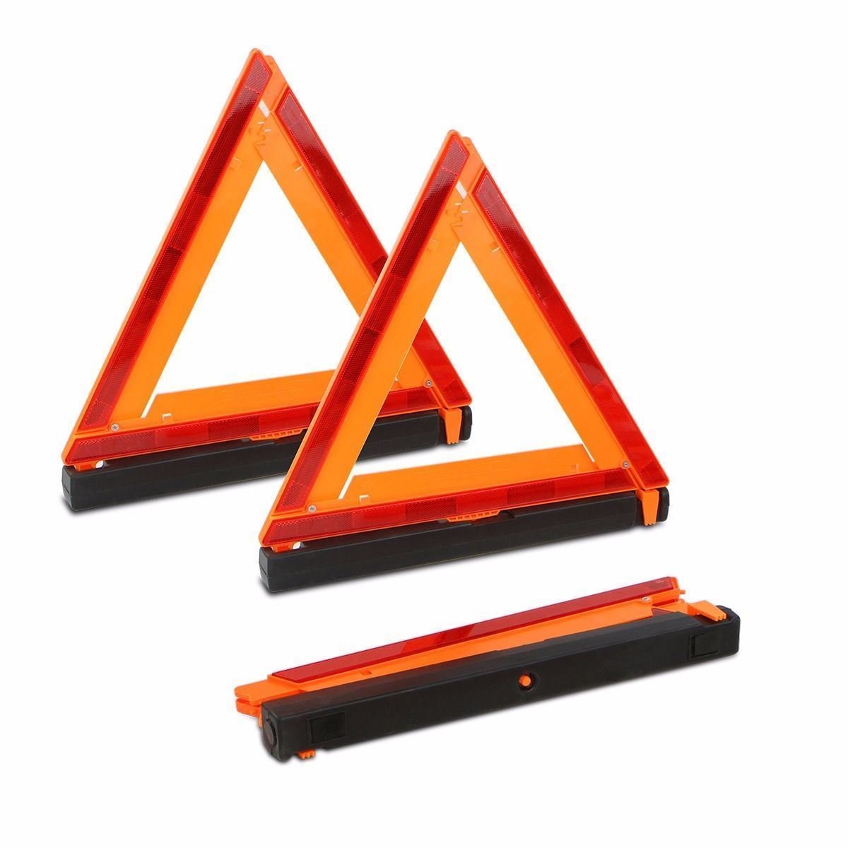Stark USA 3-Pack Warning Triangle Foldable Emergency Warning Sign Reflector Roadside Hazard Sign High Stability Frame w/Storage