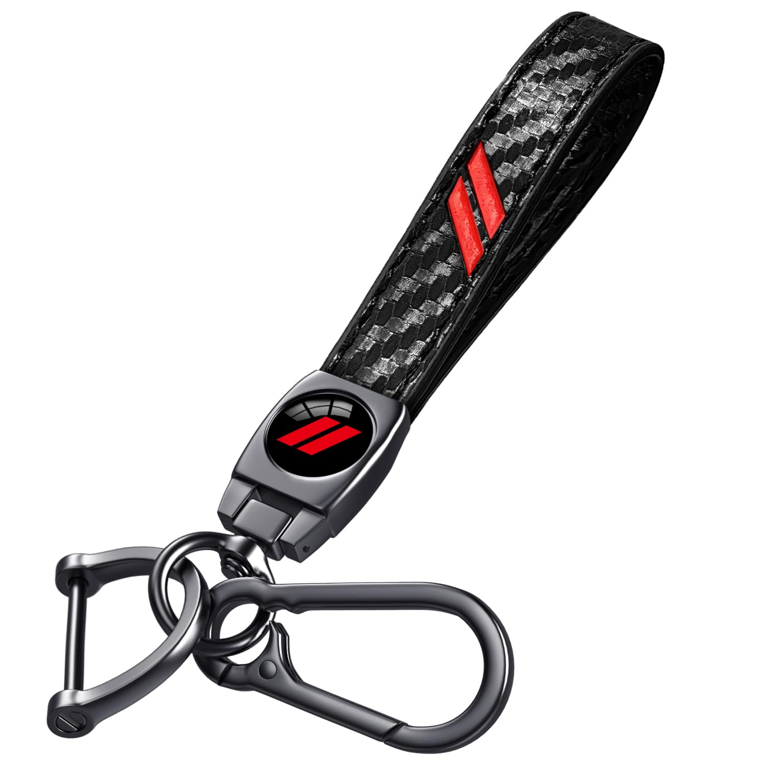 Annloysky Black Carbon Fiber Leather Metal Car Keychian Keyring Accessories Compatible with Dodge Challenger Charger SRT RAM Car