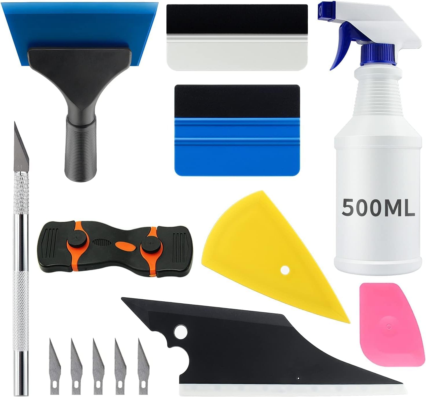 Yxgood 9 Pcs Vehicle Car Window Tint Application Tools Kit Glass Protective Film Installing Tool Car Window Film Squeegee Auto V