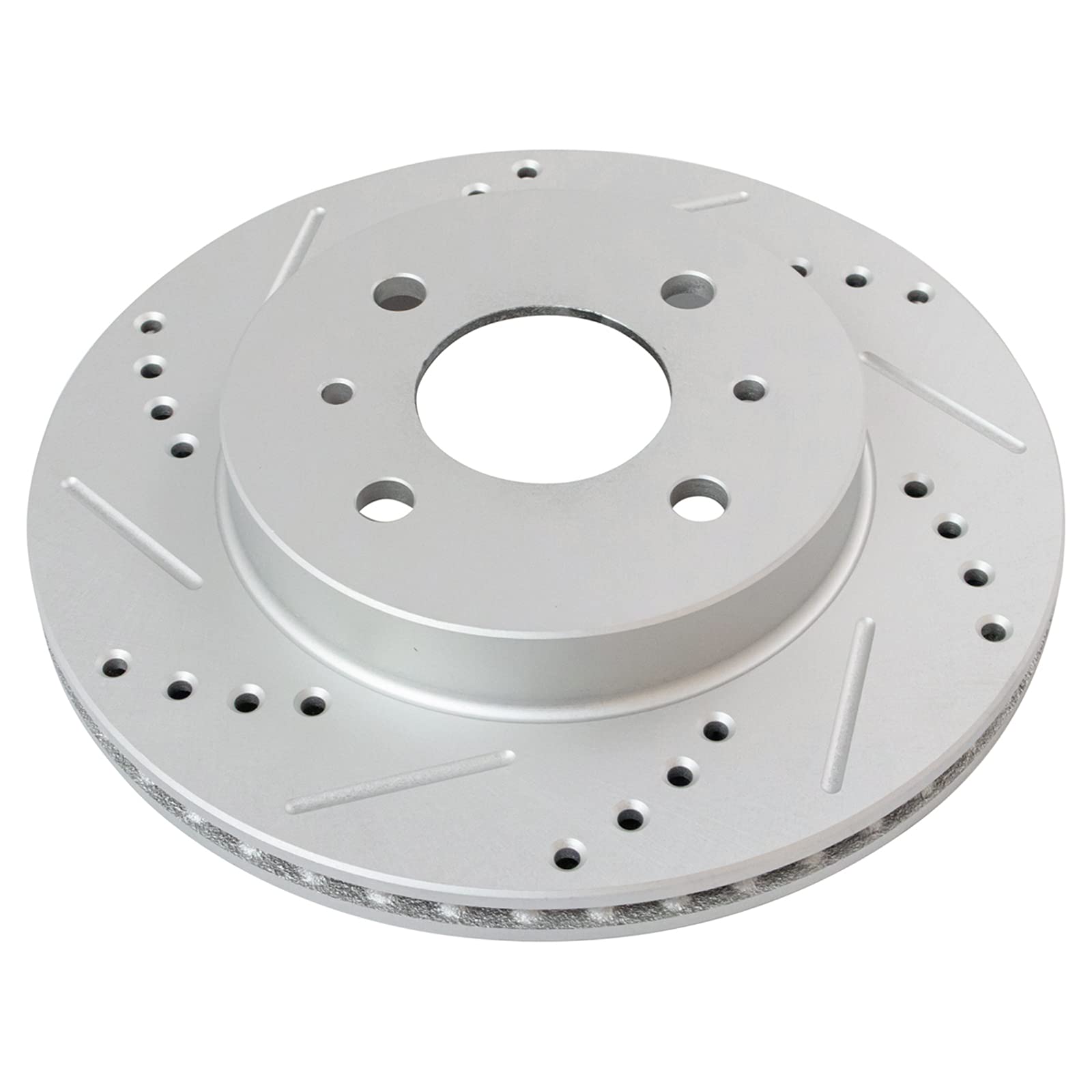 Trq Front Performance Brake Rotors Set Premium G-Coated Cross Drilled & Slotted Compatible With 1991-1992 Saturn Sc 1993-2002 Sc