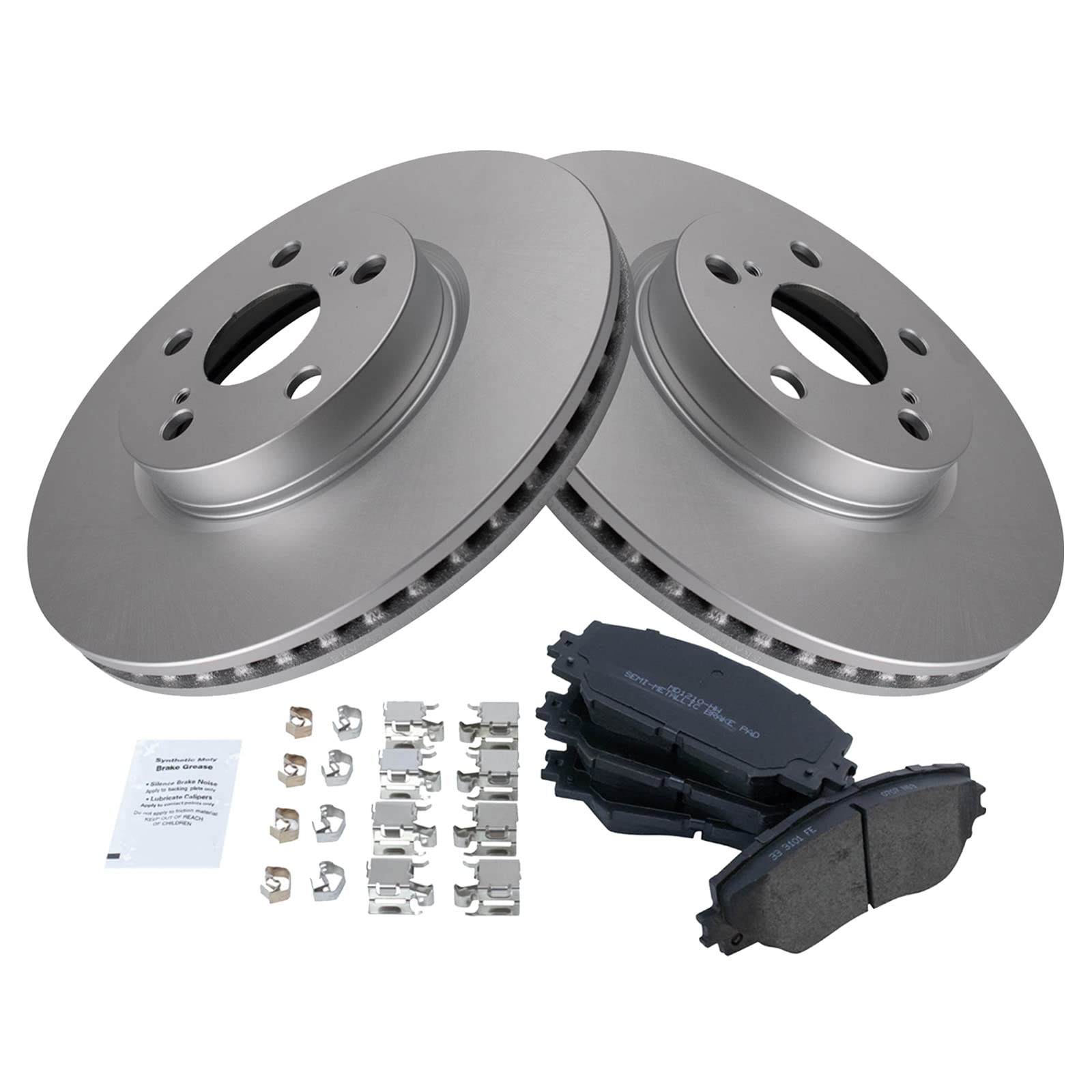 Trq Front Brake Pad & Rotor Kit Brake Pads Brake Rotor Semi-Metallic Premium G-Coated Compatible With 2009-2010 Pontiac Vibe 200