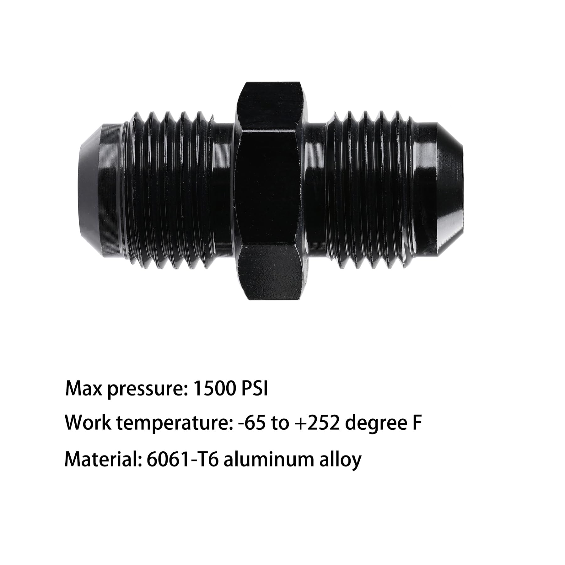 Ucreative 6An To 6An Male Flare Coupler Union Straight Fuel Hose Fitting Black (2Pcs)