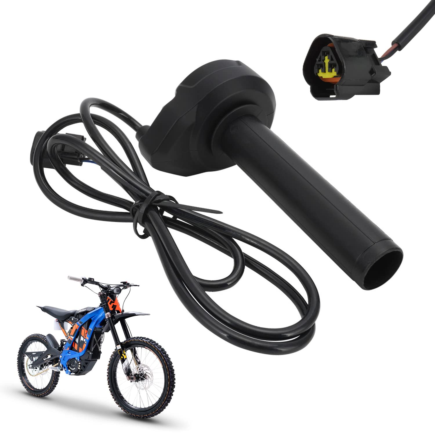 Funparts Sur Ron Throttle,Dirt Bike Throttle Turn Grip Throttle Assembly with Throttle Cable for Sur Ron Surron LBX SX500 Electr