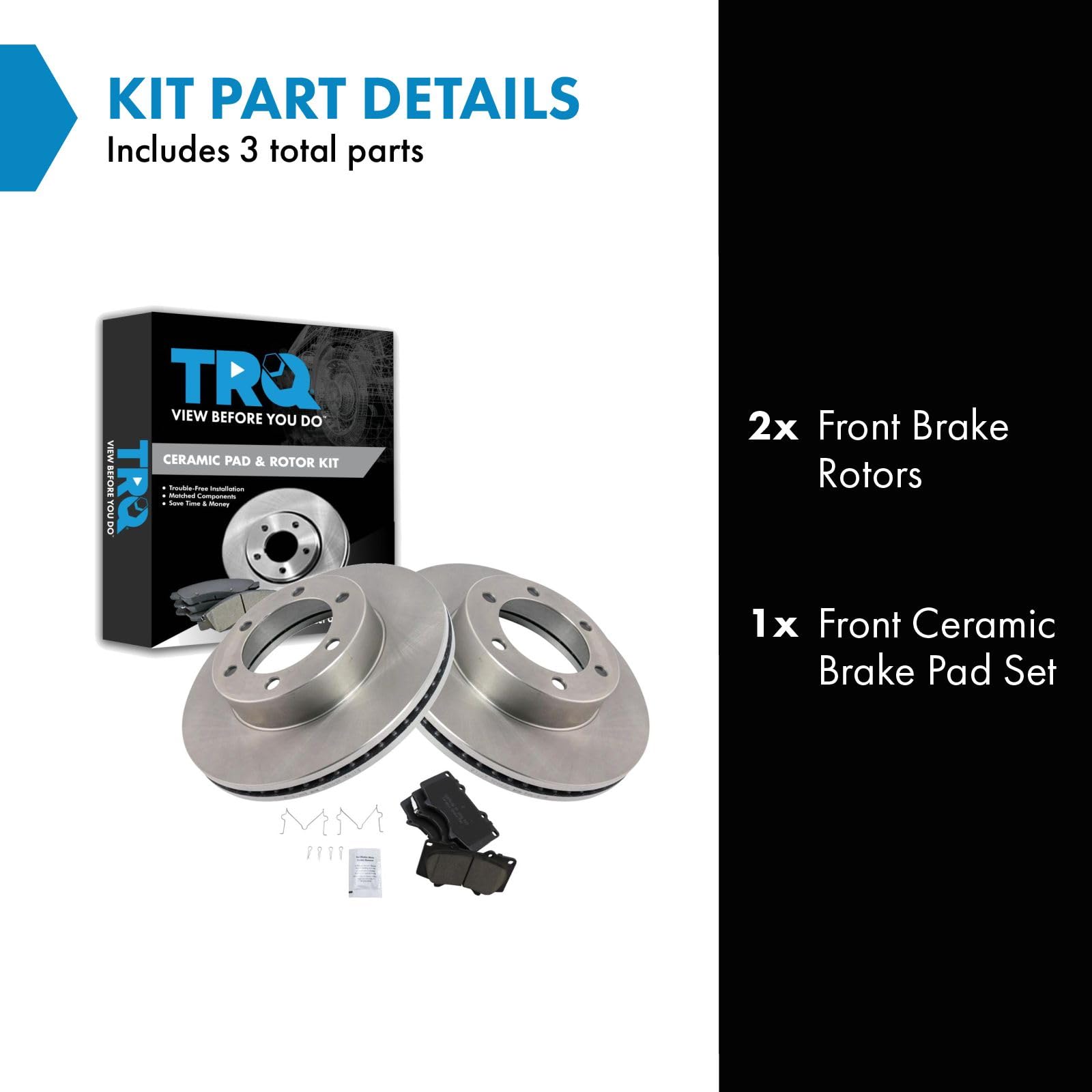 Trq Posi Ceramic Brake Pad & Rotor Kit Front For Toyota Sequoia Tundra