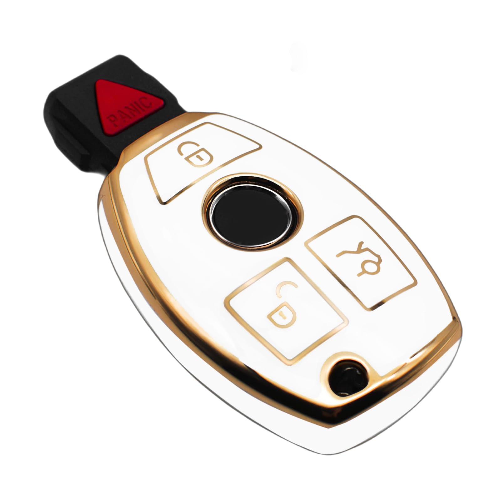 Feyoun Key Fob Cover Compatible With Mercedes Benz Cls Cla Clk Gl R Slk Amg A B C S E G M Class Smart Tpu Remote Keyless Key Fob Case Protection Shell Accessories, White