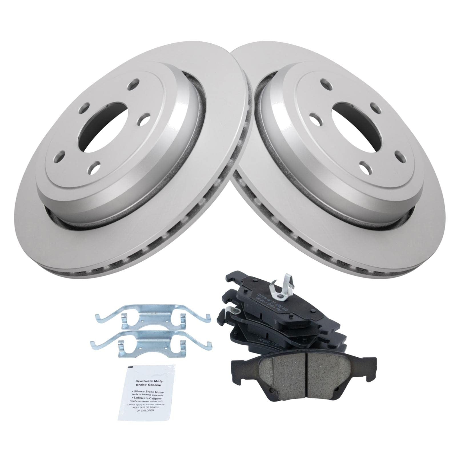 Trq Rear Brake Pad & Rotor Kit Brake Pads Brake Rotor Ceramic Premium G-Coated Compatible With 2011-2021 Dodge Durango Jeep Gran