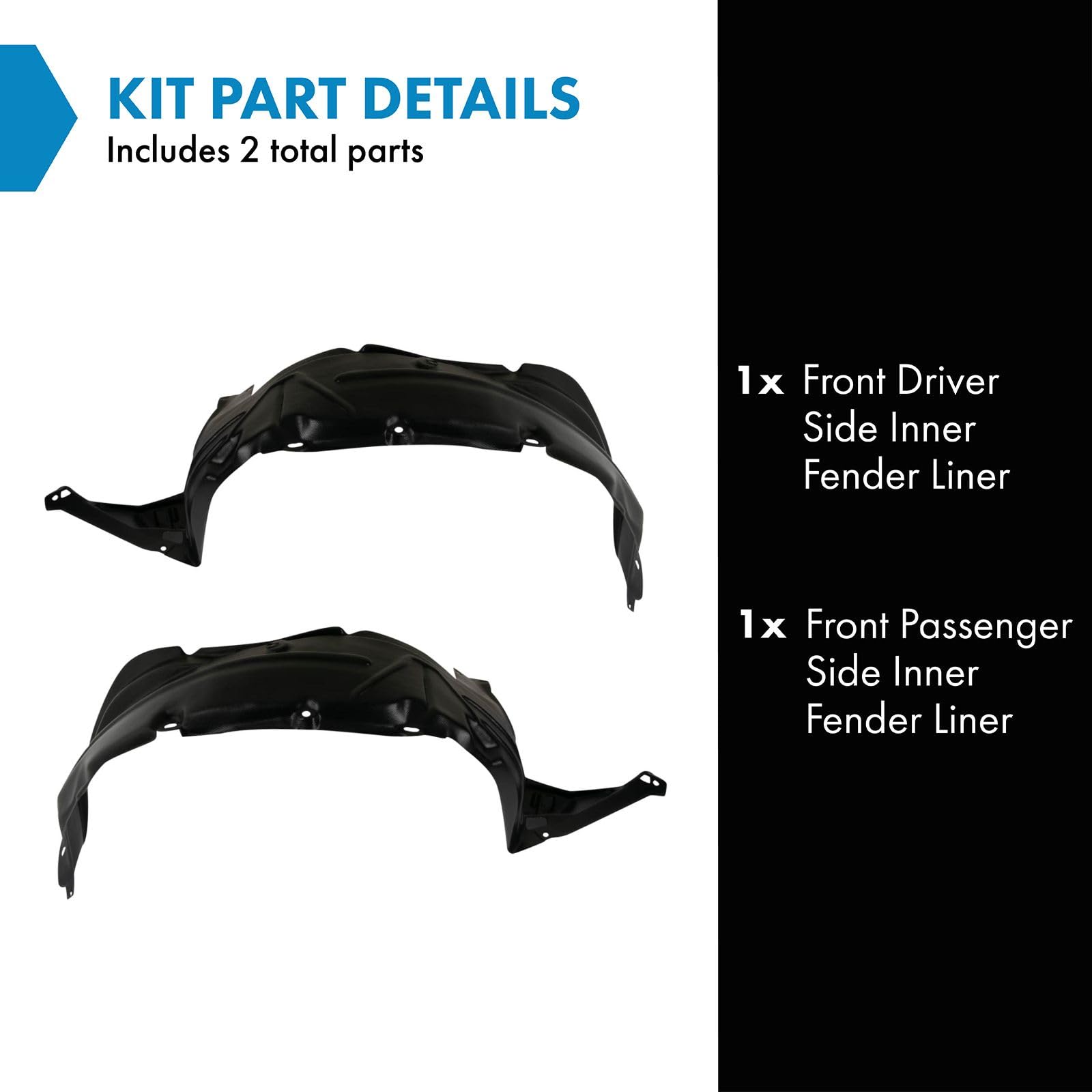 Trq Front Inner Fender Liner Set Compatible With 2002-2006 Honda Cr-V Ho1248116 Ho1249116