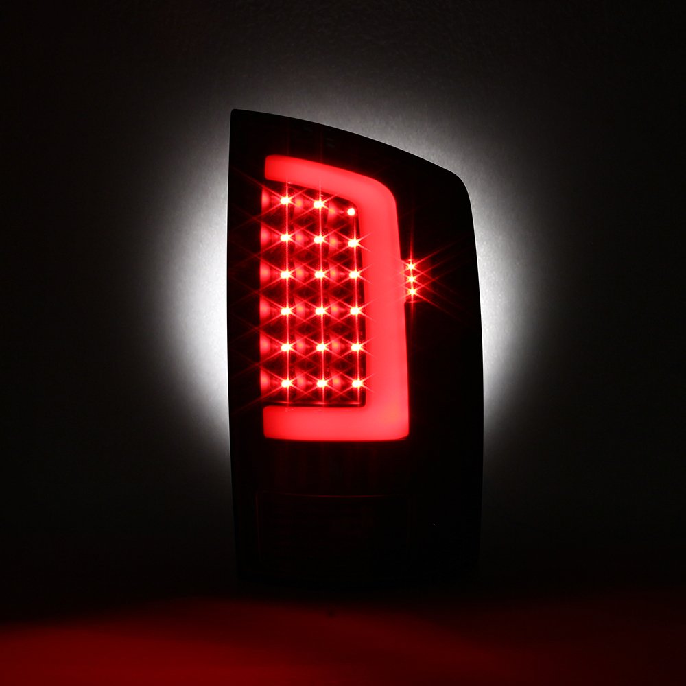 Akkon - For 03-06 Dodge Ram 1500 2500 3500 Led Drl Light Tube Black Smoked Tail Brake Light Lamp Assembly