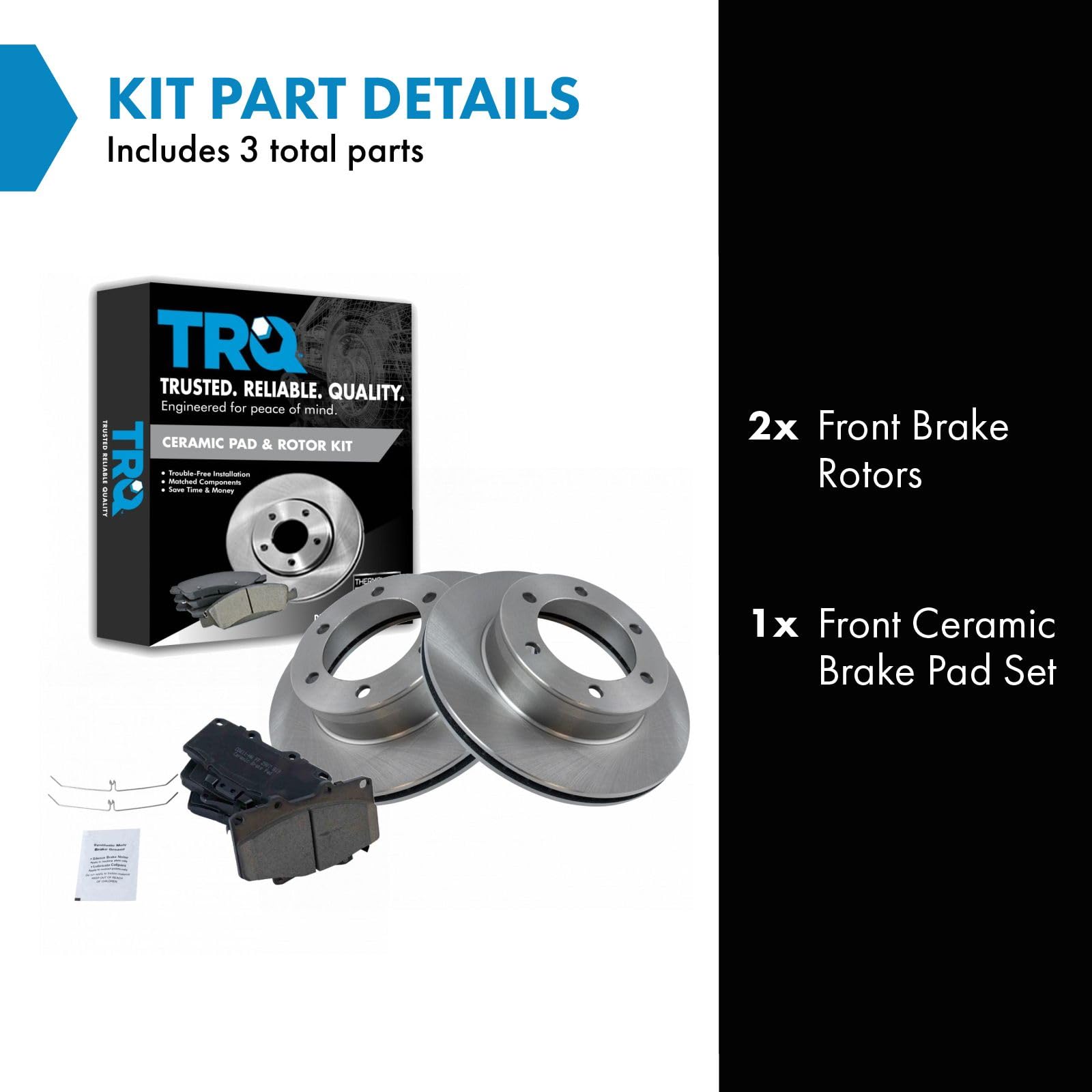 Trq Front Brake Pad & Rotor Kit Brake Pads Brake Rotor Ceramic Compatible With 1996-2000 Toyota 4Runner