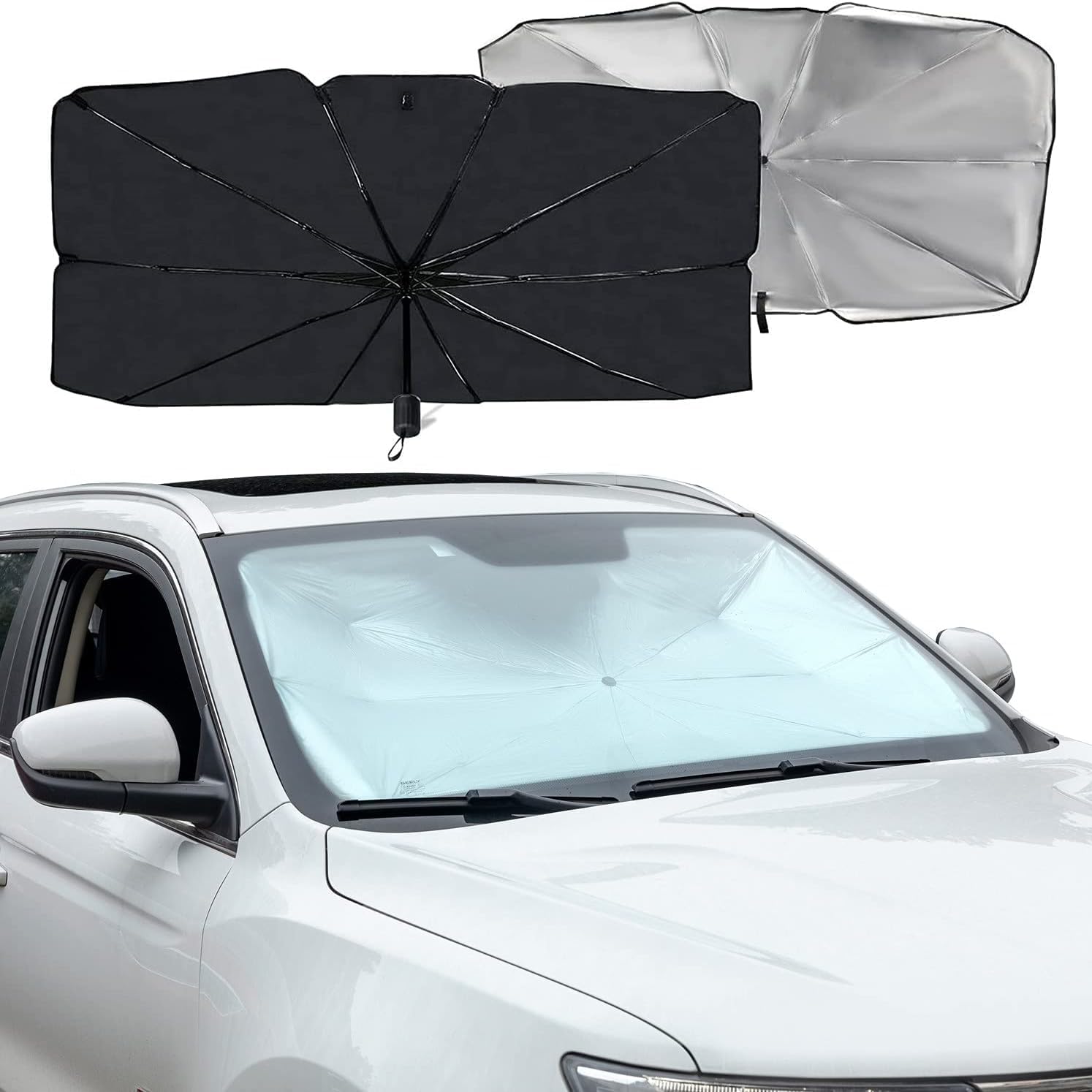 XIBO Umbrella Sunshade for Car, Windshield Sun Shade Reflects UV Rays and Protects Dashboard from Sun, Heat Insulation Protectio