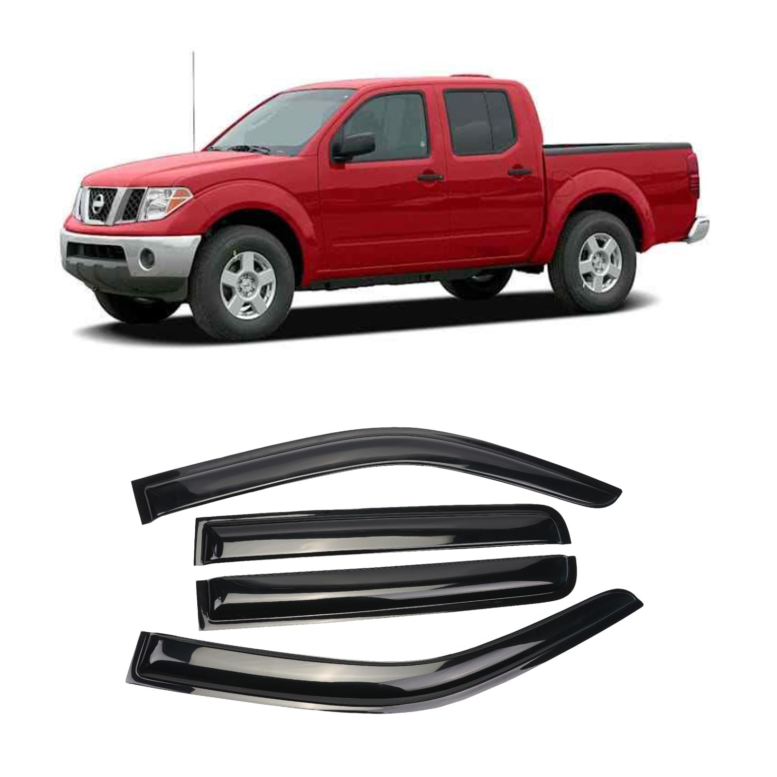Sontian Window Visor Tape-On Side Wind Window Deflectors For Trucks 2005-2021 Nissan Frontier Super/Crew Cab, Rain Guards, Windo