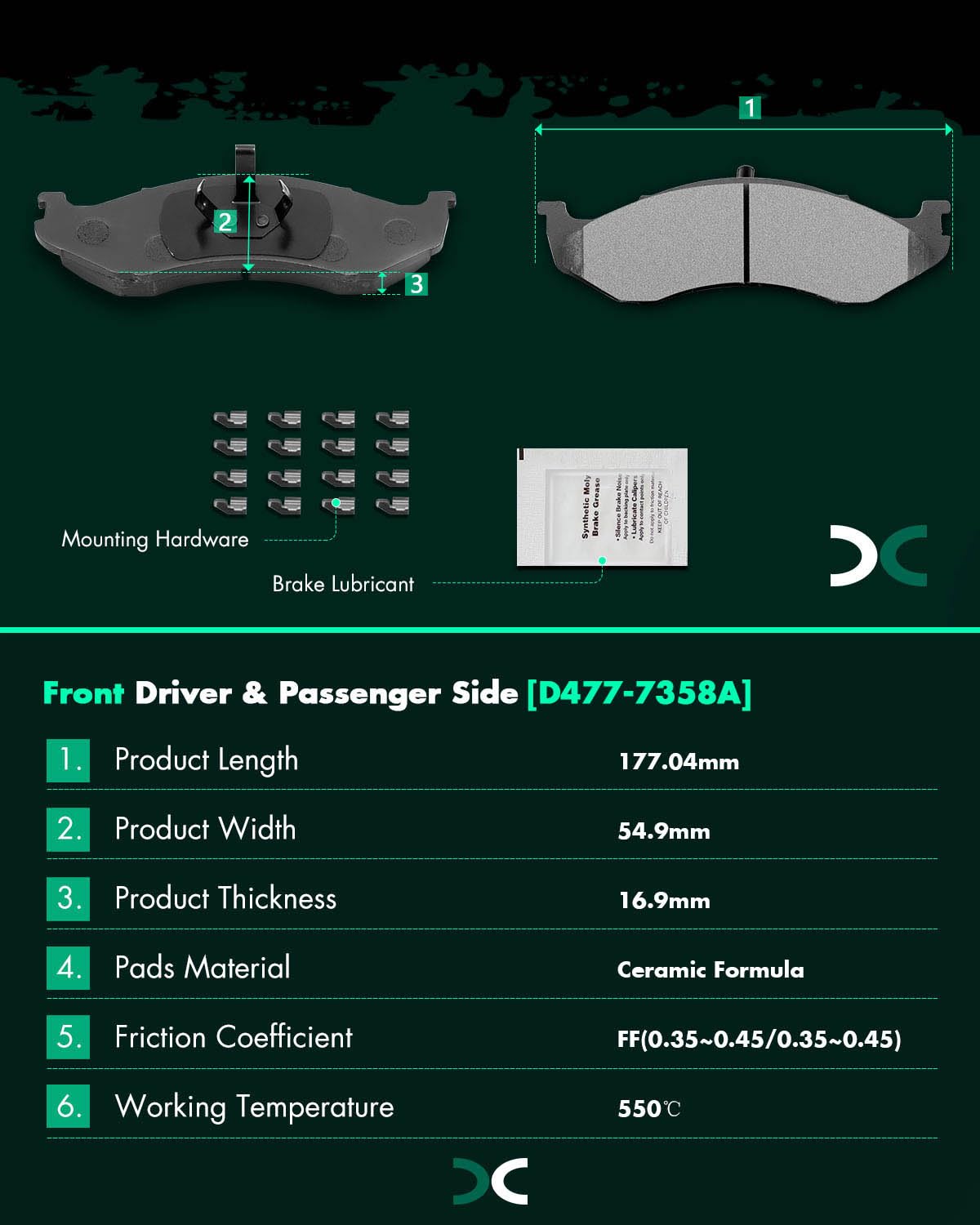 Scitoo D981 D477 Front Rear Brake Pads Sets Fit For Jeep Wrangler 2003 2004 2005 2006