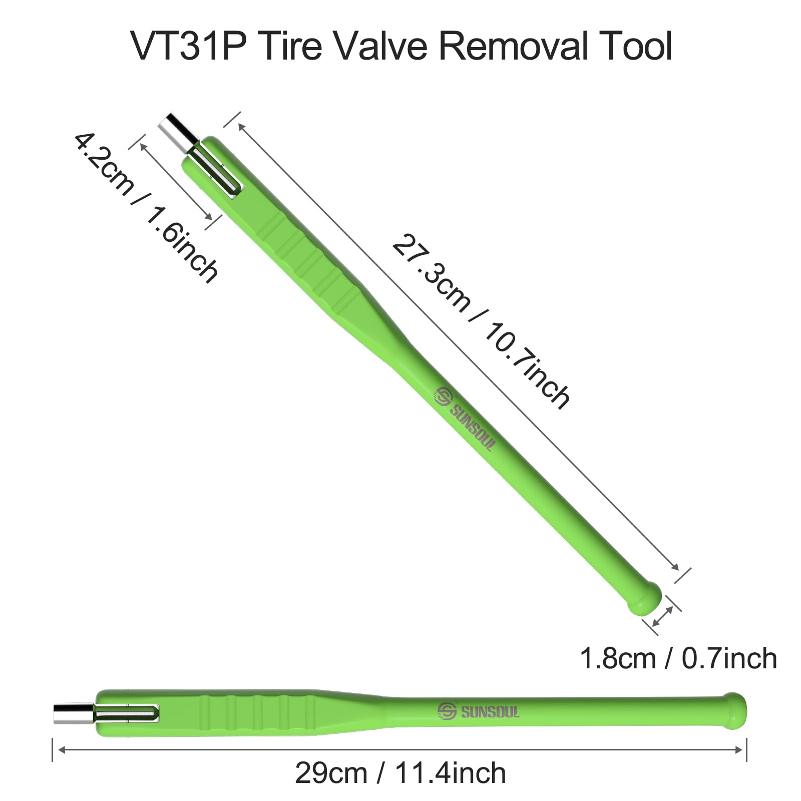 Sunsoul Tire Valve Stem Puller,Installer Tool, Tire Valve Core Removal Tool, Tire Valve Insertion Tool 12    Length, Green