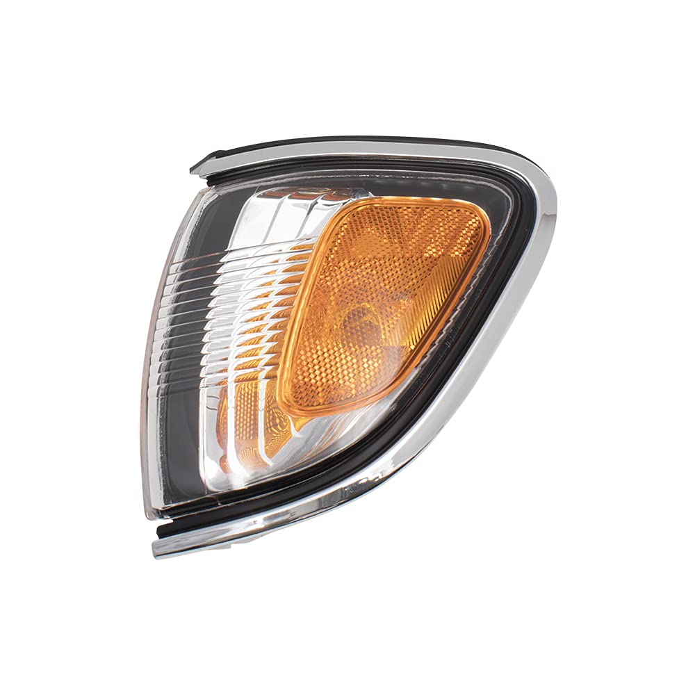 Brock Replacement Drivers Park Signal Corner Marker Light Lamp w/Chrome Trim Compatible with 2001-2004 Tacoma Pickup Truck 8162004080