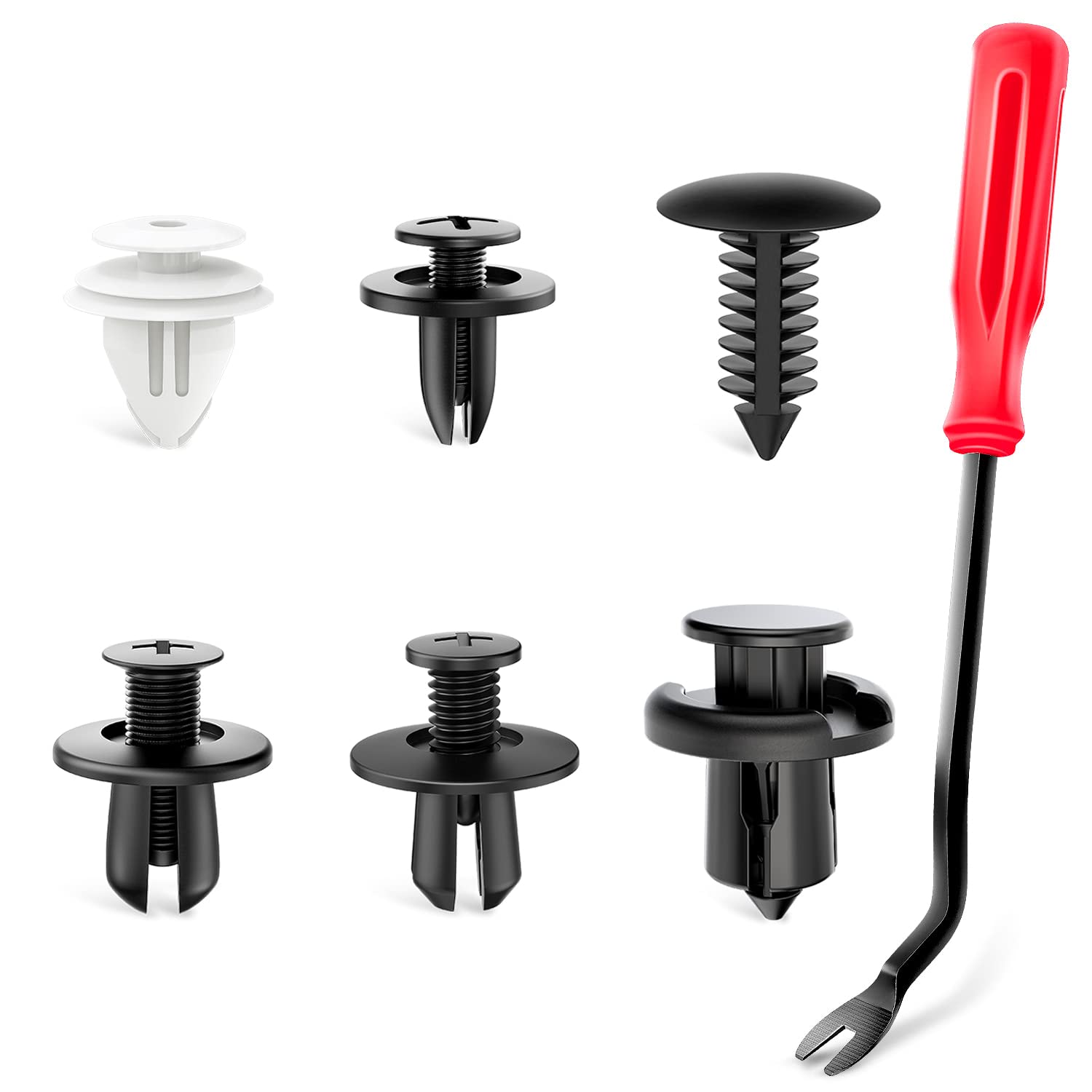 Nilight 120Pcs Car Retainer Clips Fastener Remover 6Mm 7.6Mm 8Mm 8.8Mm10Mm Expansion Screws Replacement Kit Bumper Push Rivet Cl