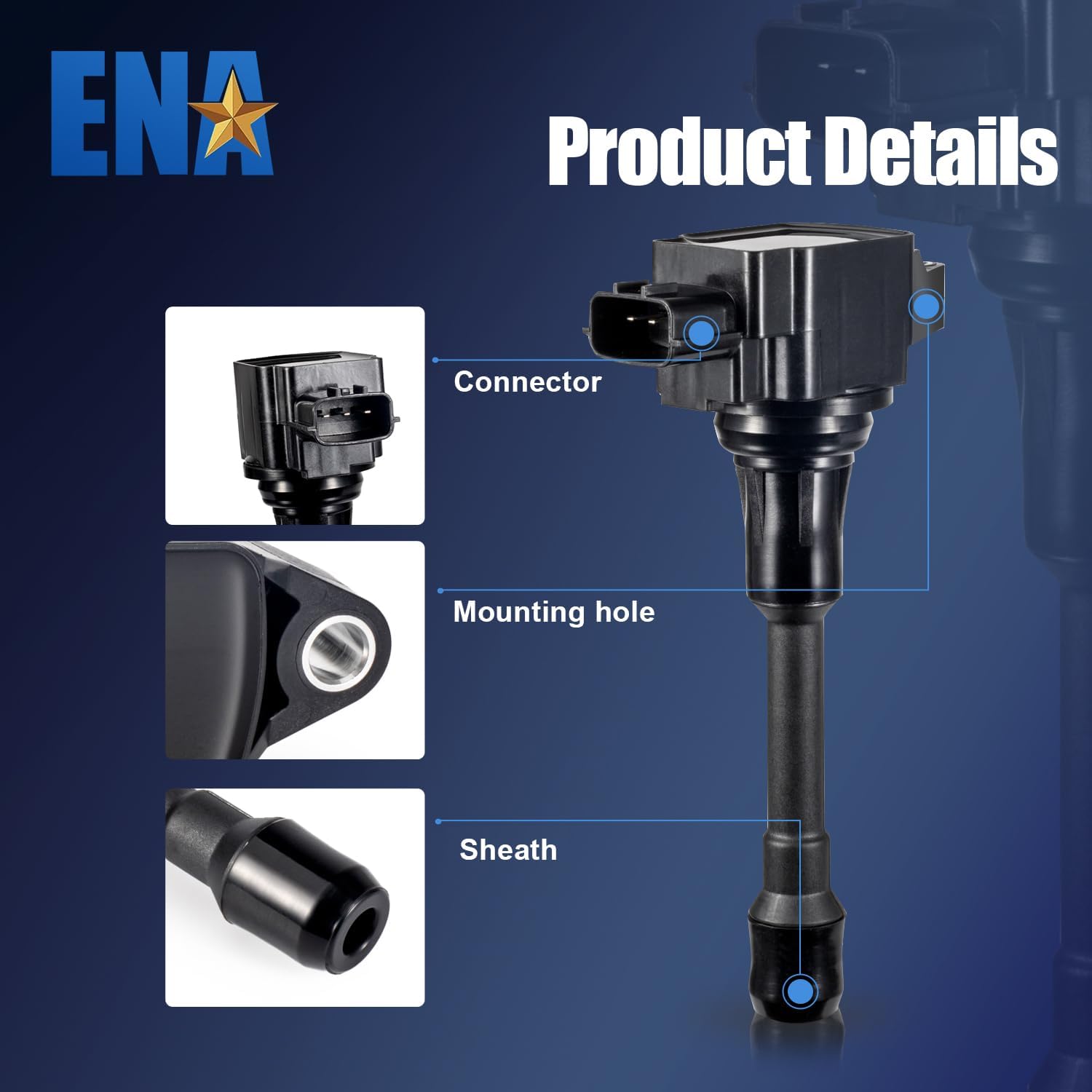 ENA Set of 4 Ignition Coil Pack 2007 2008 2009 2010 2011 2012 Compatible with Nissan Altima Versa Sentra Cube Rogue Frontier 2013 2014 2015 Infiniti M56 FX50 QX60 QX70 2.5L 2.0L 1.8L Replace# UF549