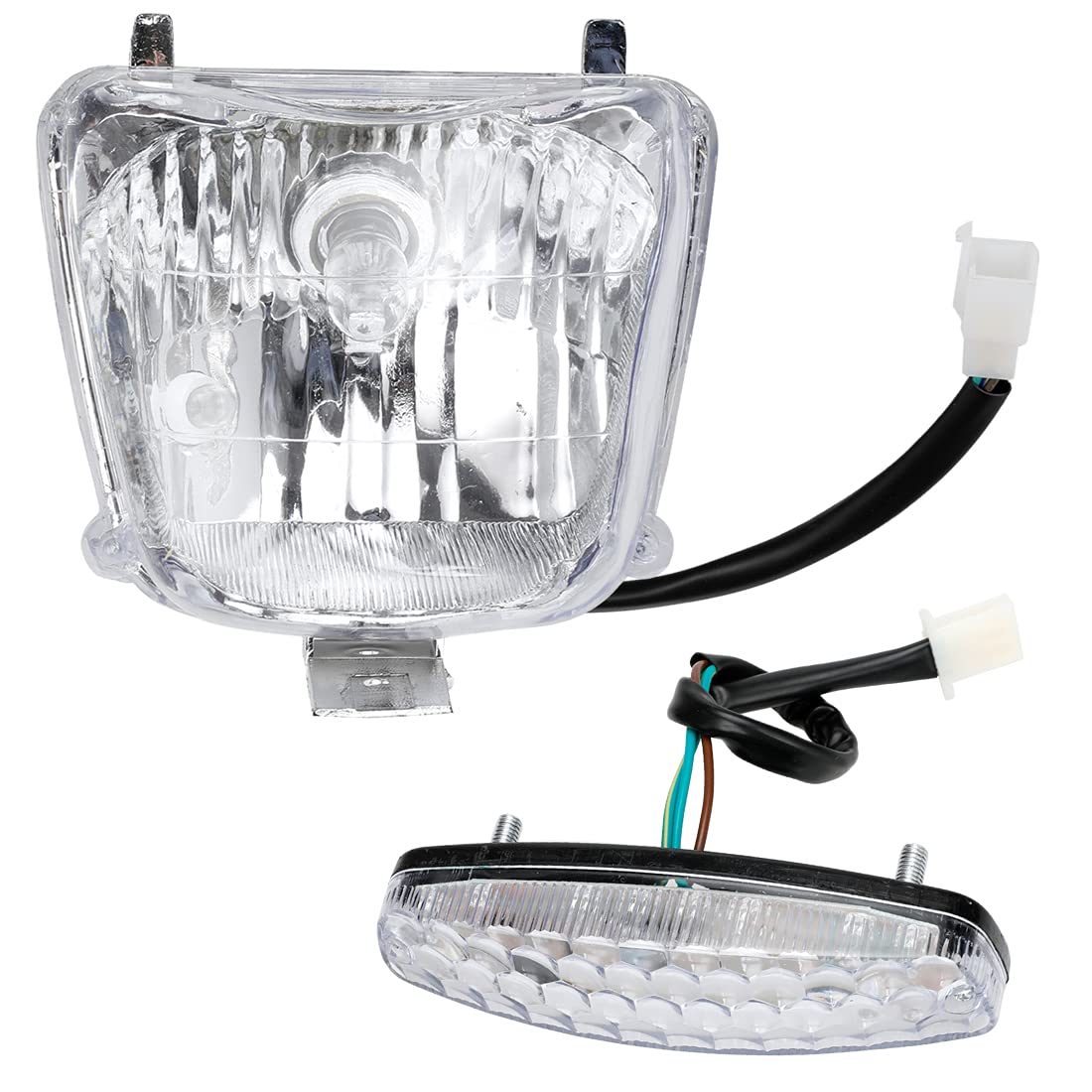 Fvrito 12V Front Head Light Lamp And Rear Brake Tail Light For 50Cc 70Cc 90Cc 110Cc 125Cc Taotao 110B Coolster 3050C Vitacci Hawk Peace Roketa Sunl Bms Rps Raider 6 Icebear Chinese Quad Atv 4 Wheeler