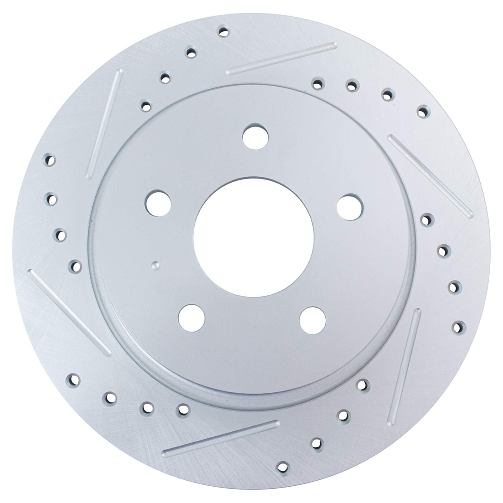 Trq Rear Performance Brake Rotors Set Solid Premium G-Coated Cross Drilled & Slotted Compatible With 2013-2018 Ford C-Max 2013-2