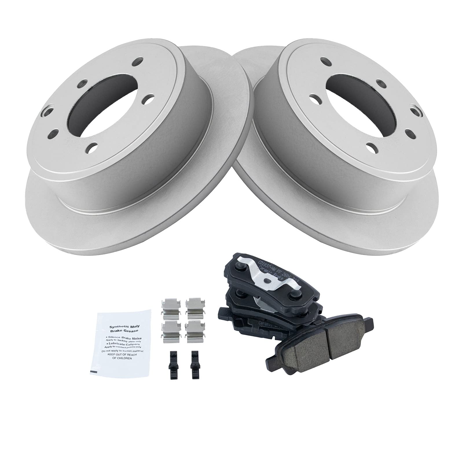 Trq Rear Ceramic Brake Pads & G-Coated Rotor Kit For Chrysler Dodge Jeep Mitsubishi