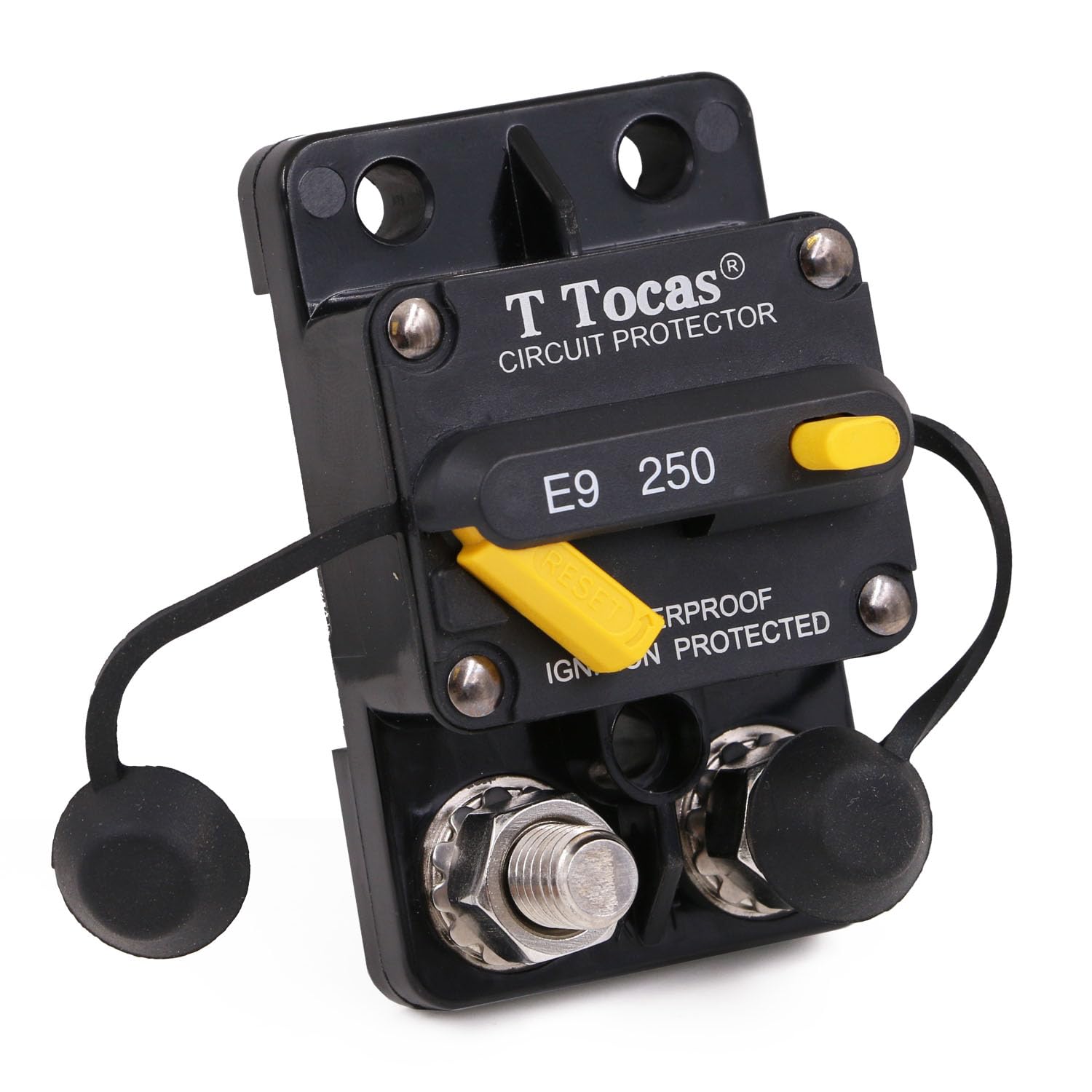 T Tocas 250 Amp 3/8'' Stud Circuit Breaker With Manual Reset For Car Audio Rv Marine Boat Trolling Motors 12V - 48V Dc Waterproo