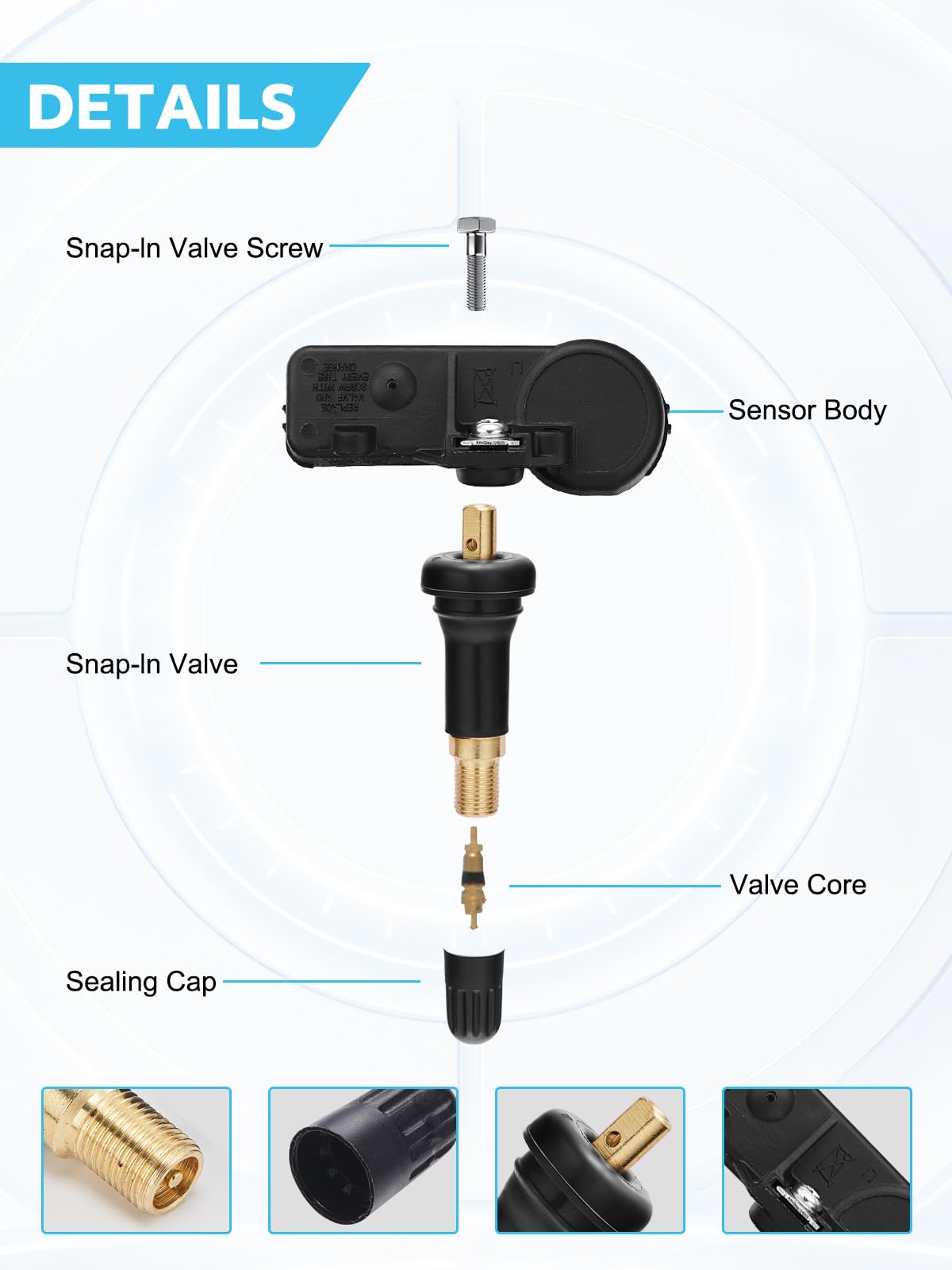 TAUTOY TPMS Sensor,433Mhz Tire Pressure Monitoring Sensor Fit for Chrysler Jeep Dodge Ram Replace# 56029398AB (4-Pack)
