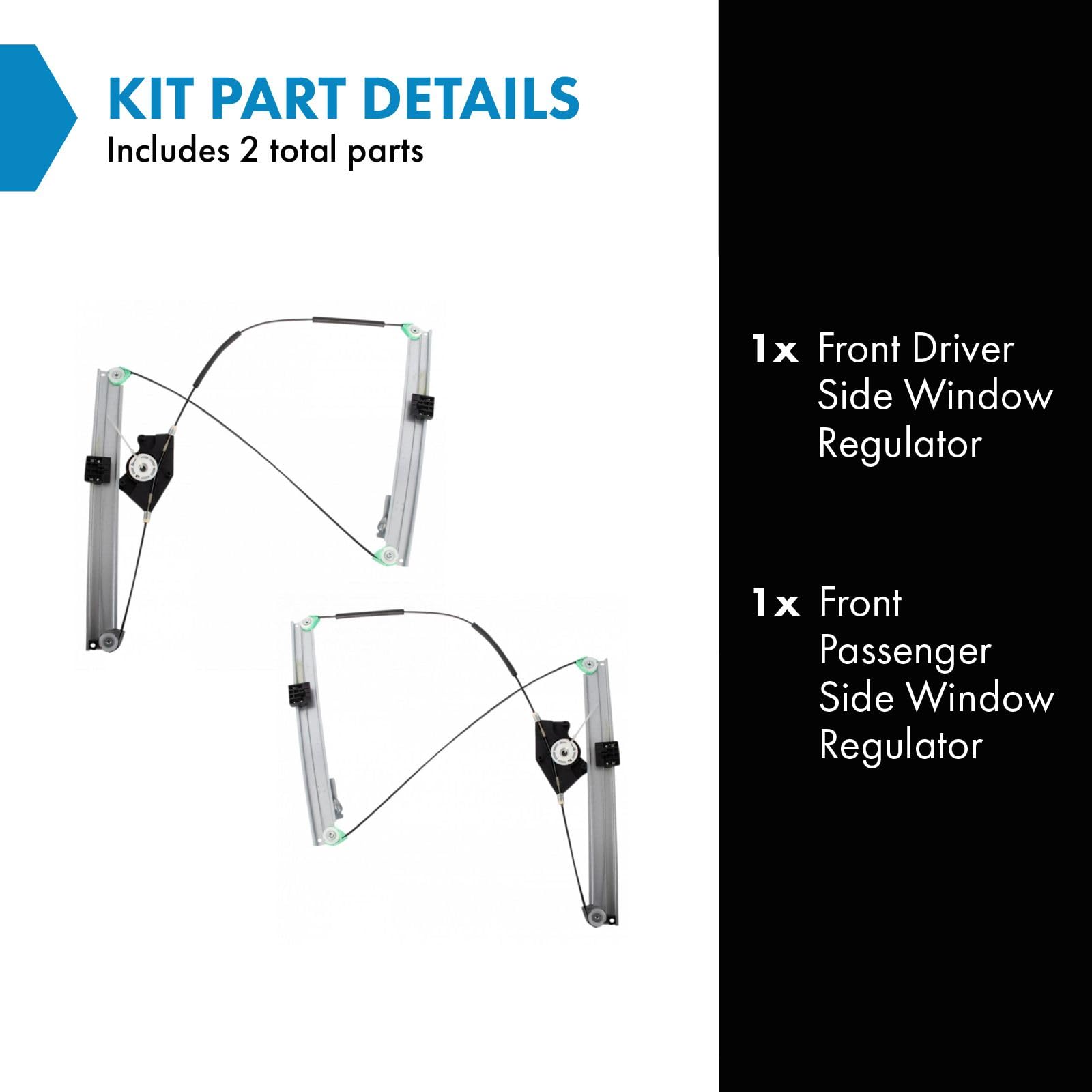 Trq Front Power Window Regulator Set Compatible With 2002-2008 Audi A4 A4 Quattro 2007-2008 Rs4 2004-2008 S4
