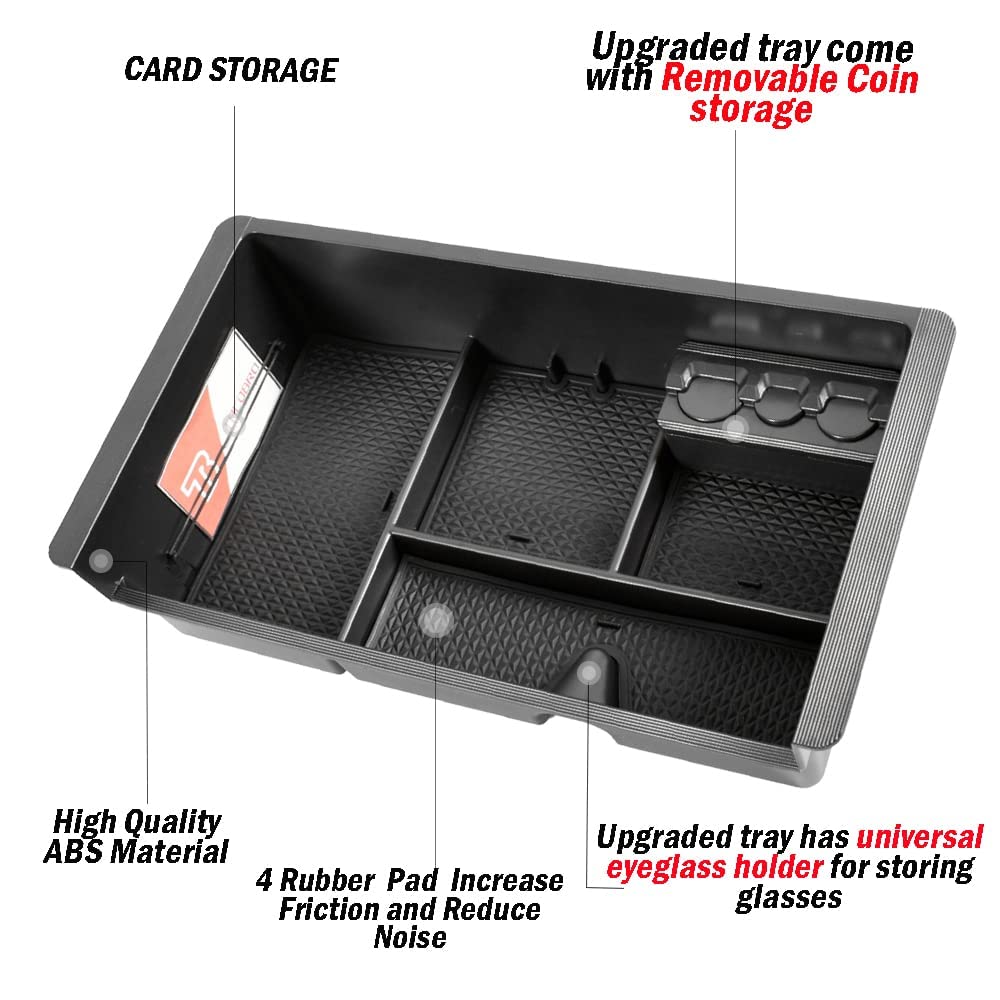 Center Console Organizer For 2014-2018 Chevy Silverado 1500 / Gmc Sierra 1500 Accessories And 2015-2019 Sierra/Silverado 2500/3500Hd And 15-2020 Yukon/Yukon Xl/Tahoe/Suburban Armrest Storage Box Black