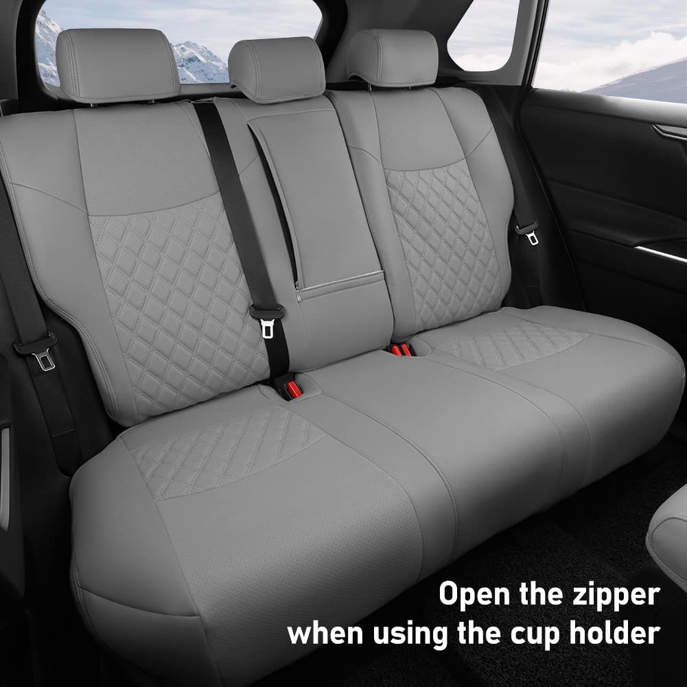 GIANT PANDA Pu Leather Car Seat Covers Full Set Custom Fit for 2019 2020 2021 2022 2023 2024 2025 Toyota RAV4 LE, XLE, XLE Premi