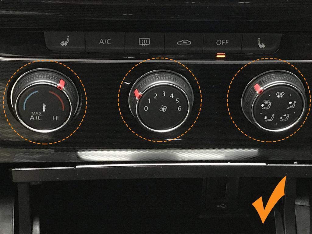 Xotic Tech Aluminum Center Console Ac Climate Knob Button,Multimedia Switch Control Knob Decoration Ring Cover Trim Compatible With Volkswagen Mk7 Golf/Gti 2012-2016 (Red) - 3Pcs