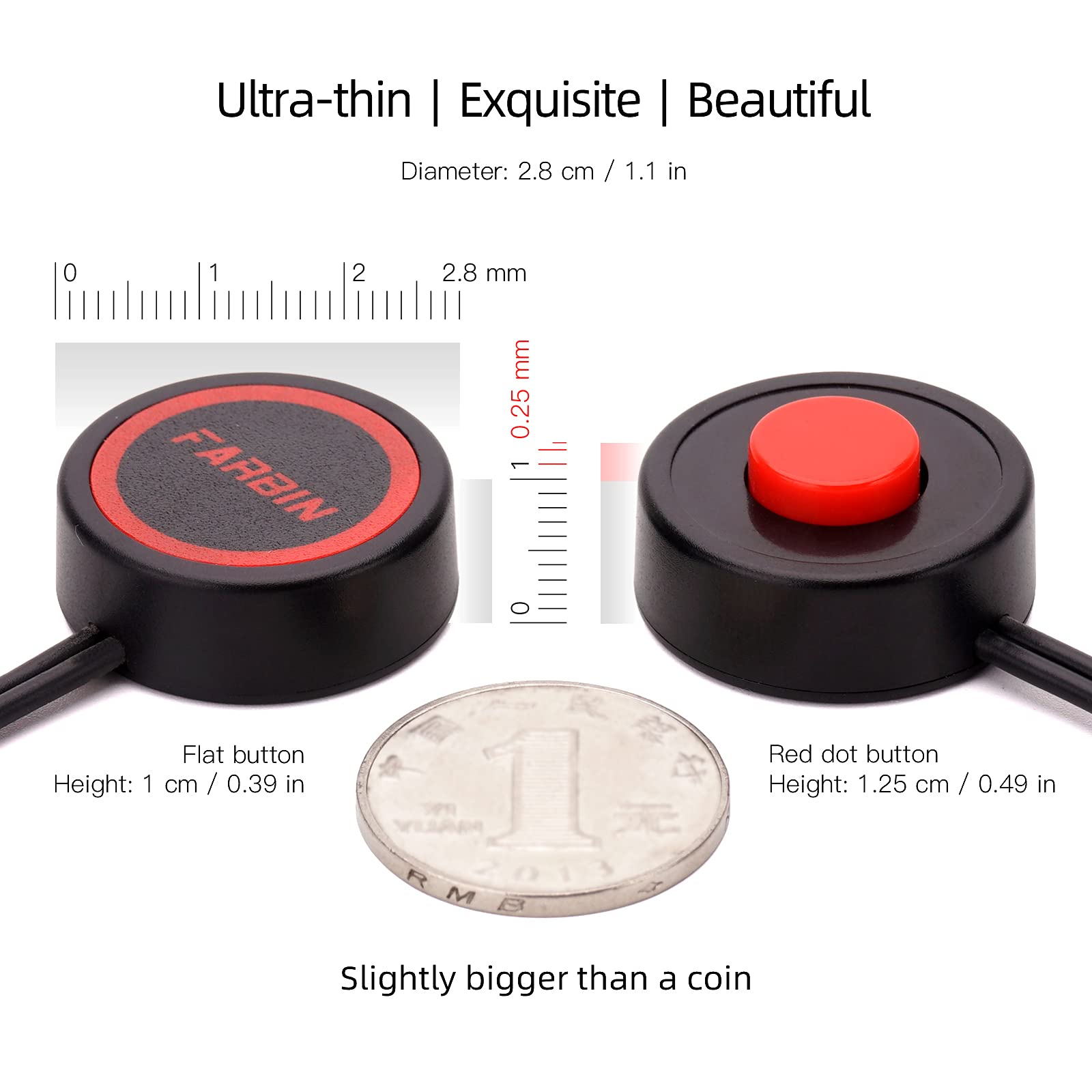 AOLIHAN Mini Speaker Horn Momentary Push Button Switch with Quick Connector and Pre-Wiring Wires, 12V/24V On Off High Round Cap