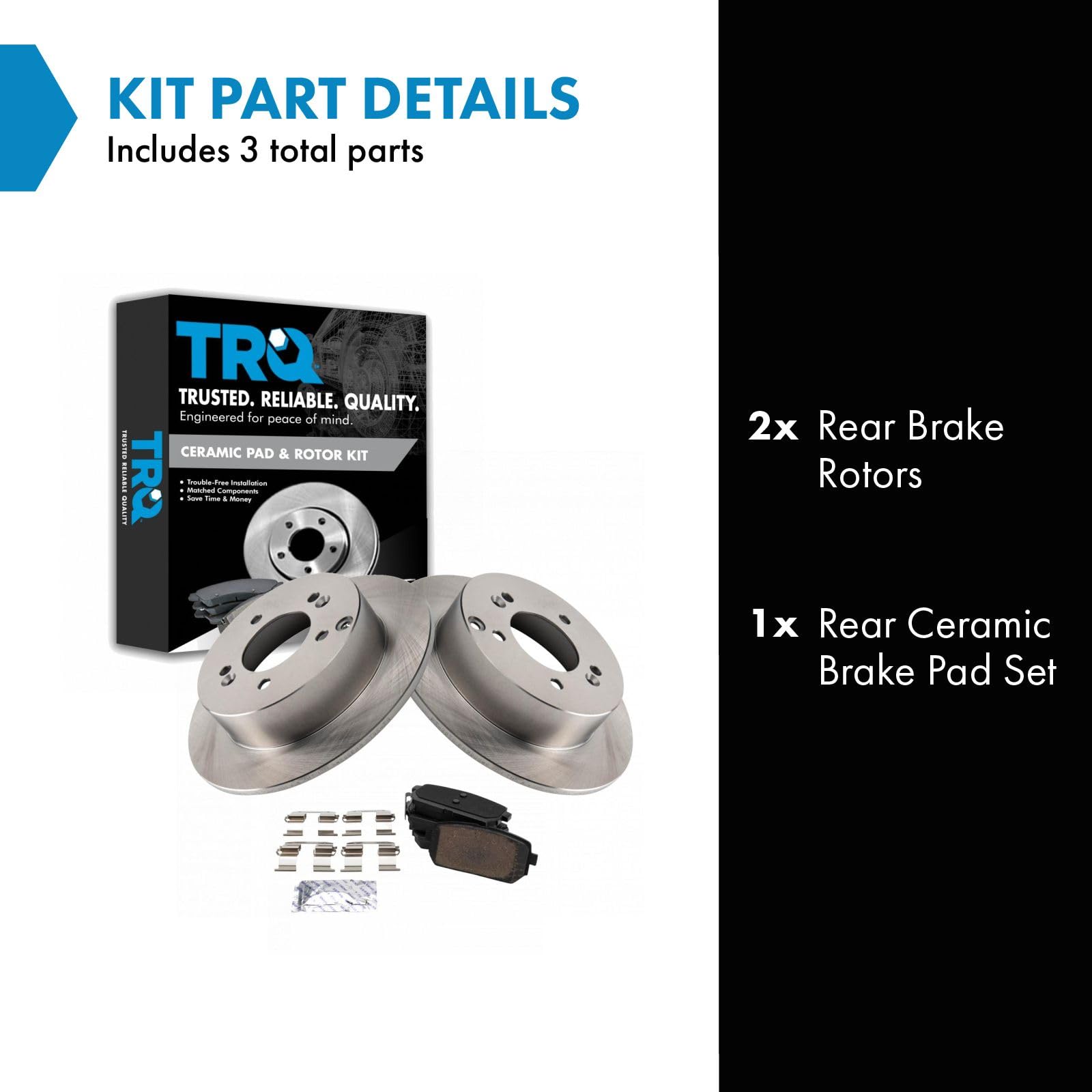 Trq Rear Brake Pad & Rotor Kit Brake Pads Brake Rotor Ceramic Compatible With 2007-2010 Kia Rondo