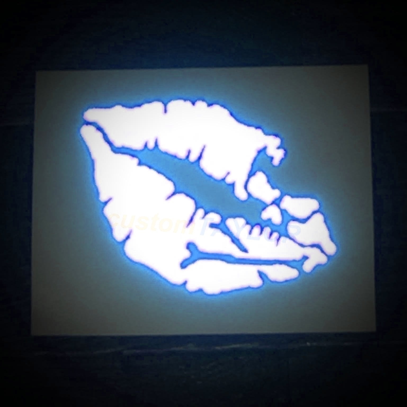 Customtaylor33 High Intensity Reflective Vinyl Death Kiss Skull Crossbones Lips Decal Bumper Sticker - Cars, Motorcycles, Helmets, Wind Screens, Laptops, Cellphones, (Blue, 12 Inch Wide)