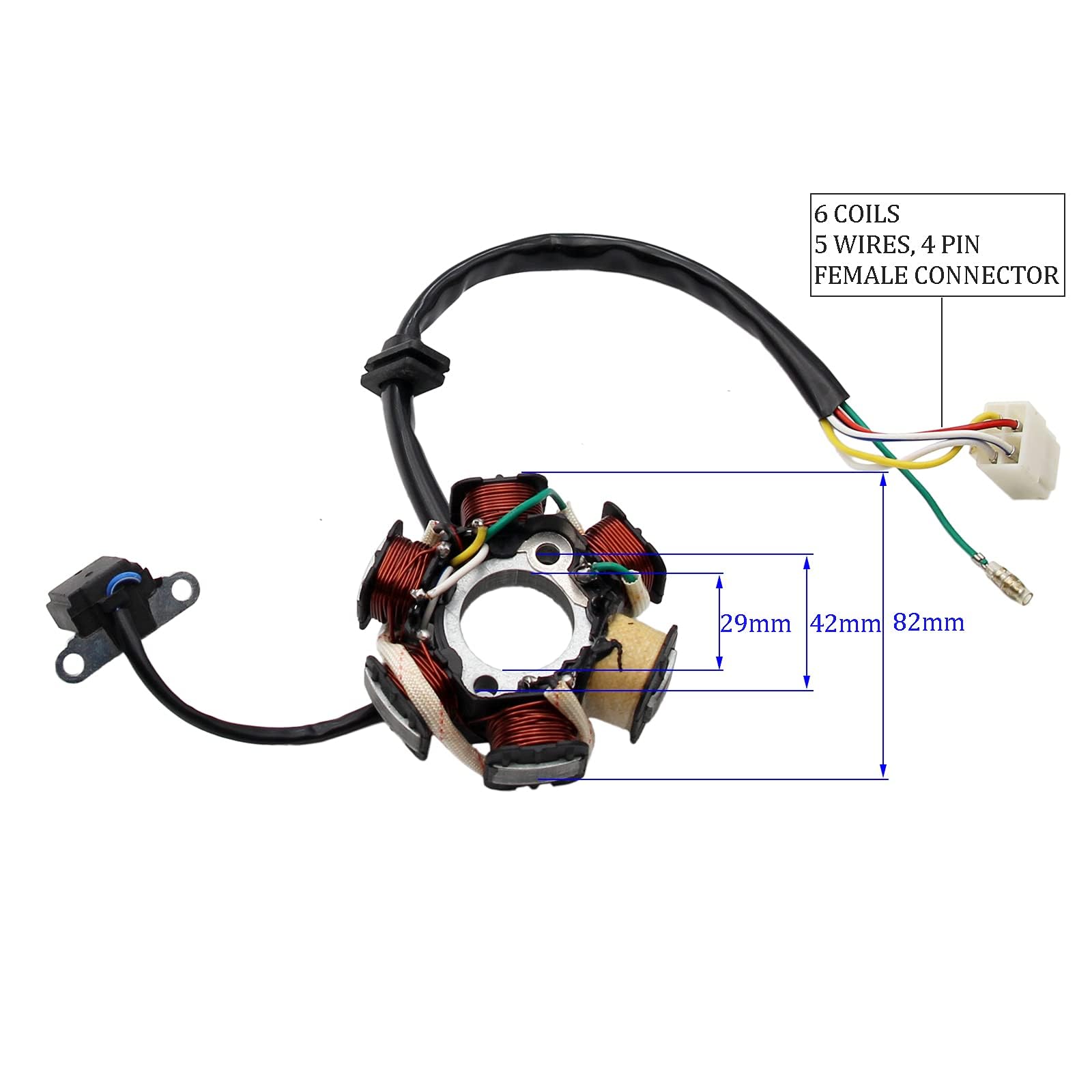 Atv Quad Go Kart Magneto Stator, Pro Bat, Magneto Stater 6 Coils 5 Wires For 50Cc 70Cc 90Cc 110Cc 125Cc Atv Dirt Bike Go Kart Mini-Choppers Motorcycle