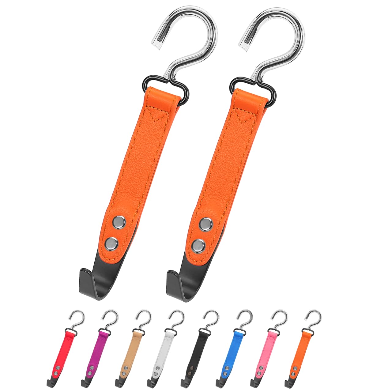 Compuda 2 Pack Car Hook Holder Leather Headrest Hooks For Purses And Bags,Sus304 Car Hook(Orange)