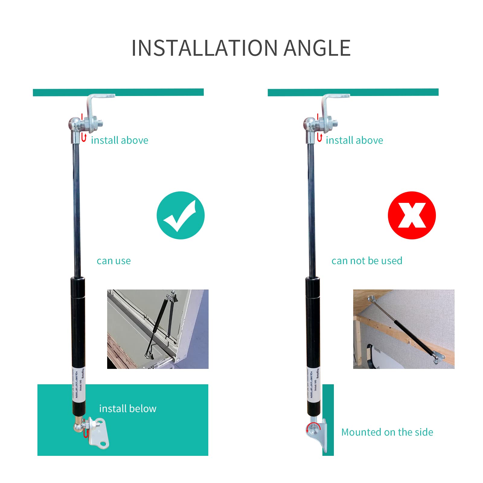 Home 38Cm 360N/15Inch 80Lb Gas Struts Gas Shock Lift Supports Gas Spring Heavy Duty Suit For Rv Bed Heavy Tv Cabinet A Set Of 2 With L Mounts