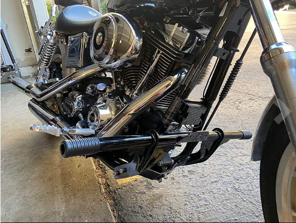 Wowtk Highway Peg Crash Bar/Highway Footpegs Enginge Guard For Harley Dyna With Mid Control Models 2006-2017, For Street Bob Fxdb/I Fat Bob Fxdf Low Rider Fxdl/I Wide Glide Fxdwg/I,Gloss Black