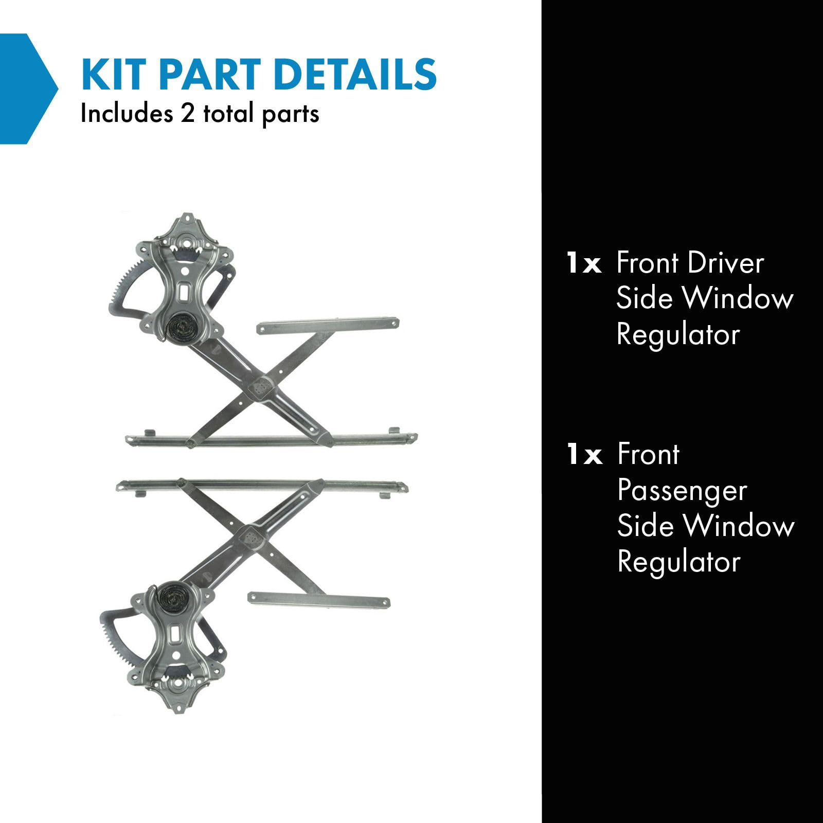 Trq Front Power Window Regulator Set Compatible With 2004-2009 Toyota Sienna