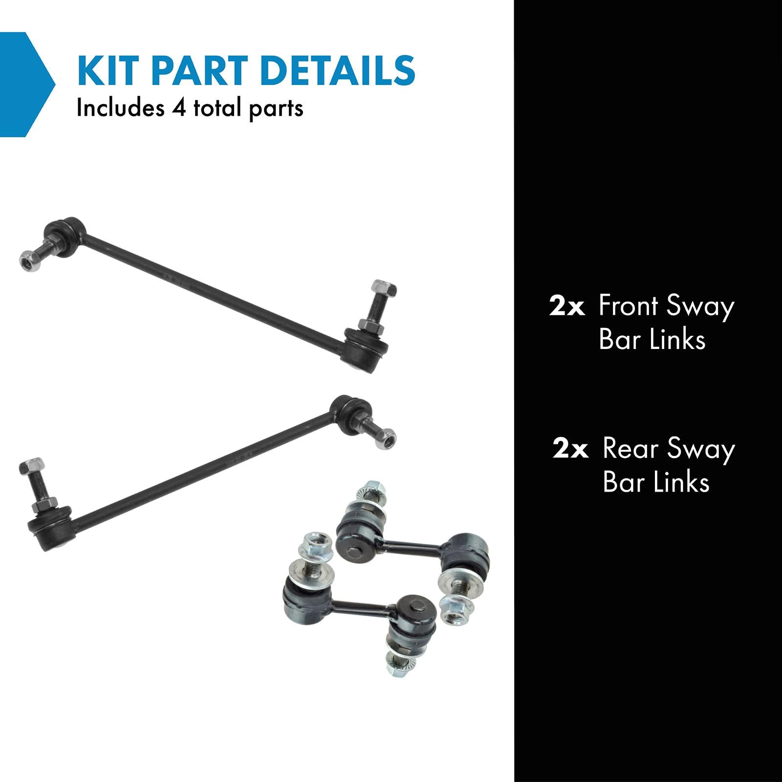 Trq Front & Rear Sway Bar Stabilizer Link Set Compatible With 2004-2009 Nissan Quest
