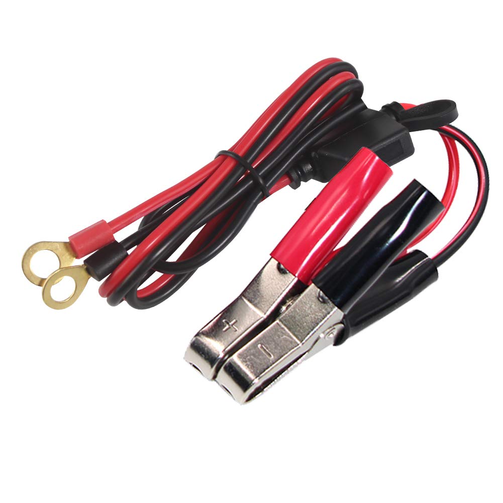 Kuncan Alligator Clips Battery Terminals - Battery Alligator Clips To O Ring Terminal Harness Wire 2 Pin Lug Cable 16Awg, Eyelet