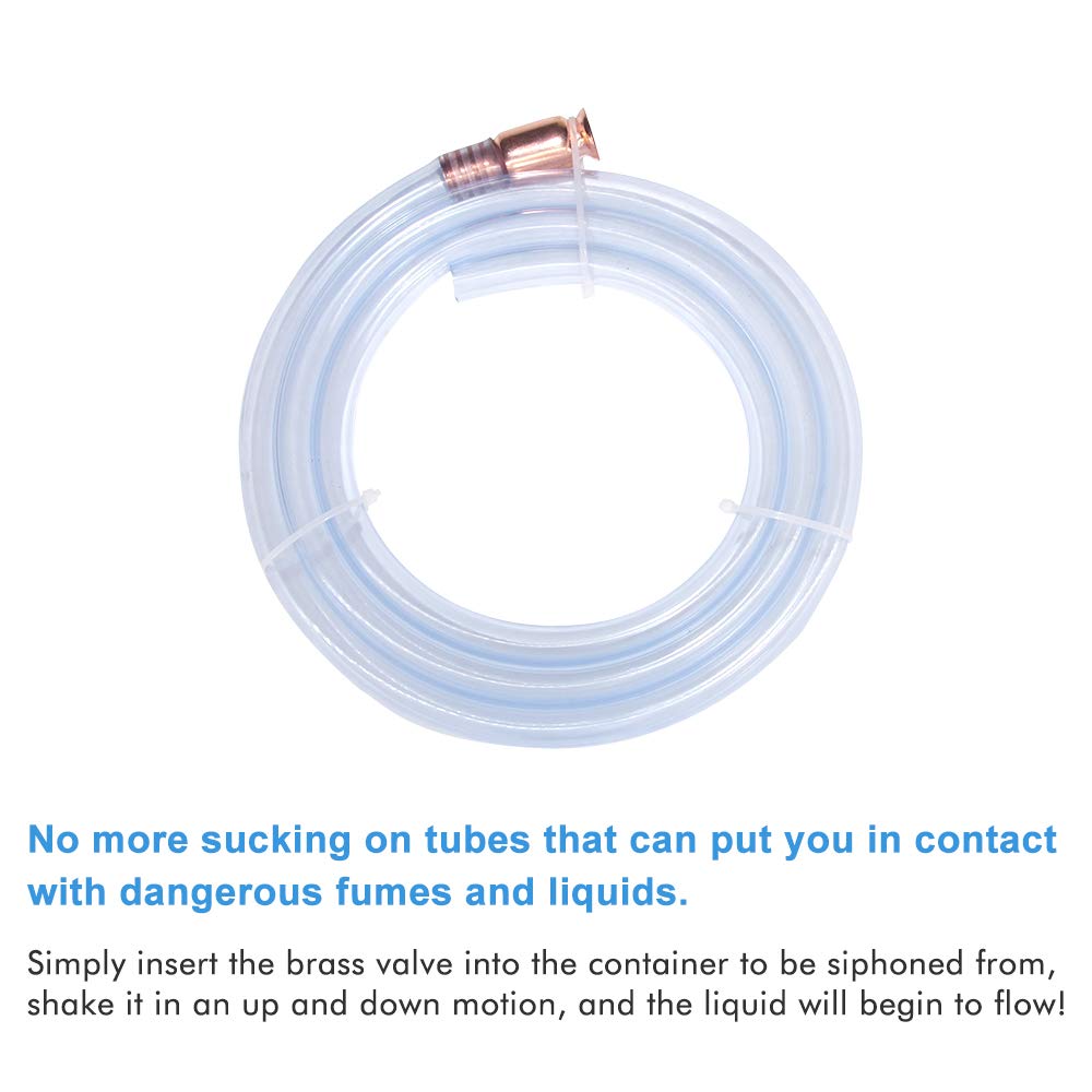 A Abigail Gas Siphon Hose Pump Shaker Siphon For Gasoline Fuel Water Transfer Safe Multi-Purpose Self Priming Pump 6 Foot High Grade Hose 3/4 Valve