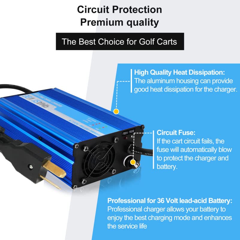Flngr 36 Volt Golf Cart Charger For Club Car,Ezgo & Yamaha(Lead-Acid),12 Amp Smart Charger With Trickle Charge,36 Volt Charger-C